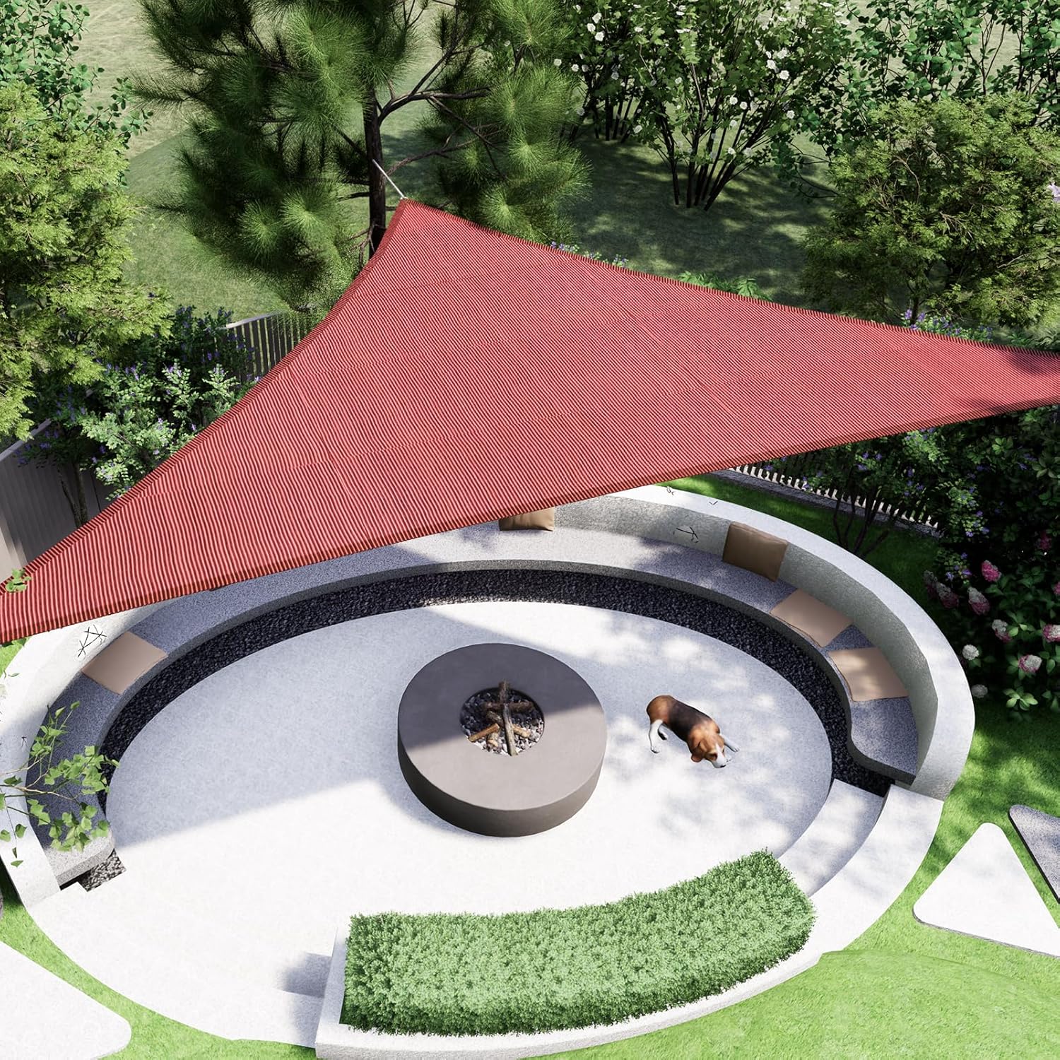 Sun Shade Sail Canopy, 20'x 20'x 20' Triangle 95% UV Block Shade Cover for Outdoor, Backyard Patio, Lawn, Garden, Sandbox Carpor Brick Red