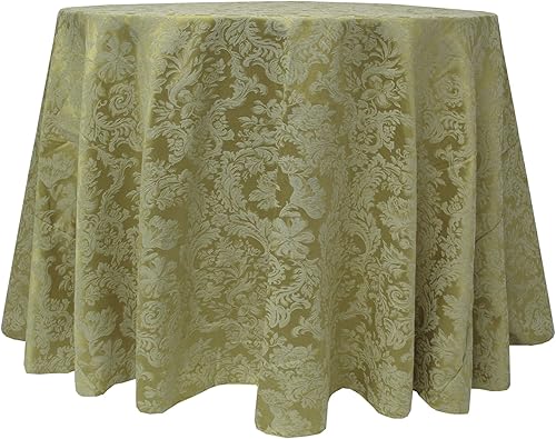 ULTIMATE TEXTILE Miranda - Mantel redondo de damasco de 84 pulgadas, color verde salvia disponible en Yaxa Peru