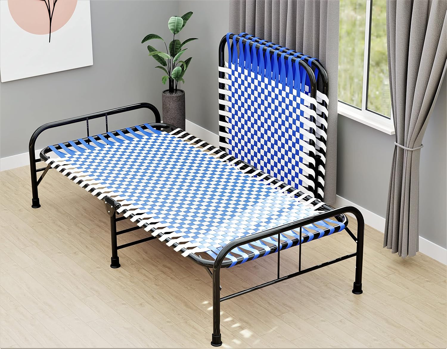 QSEC Steel portable heavy duty folding bed single bed cot foldable bed
