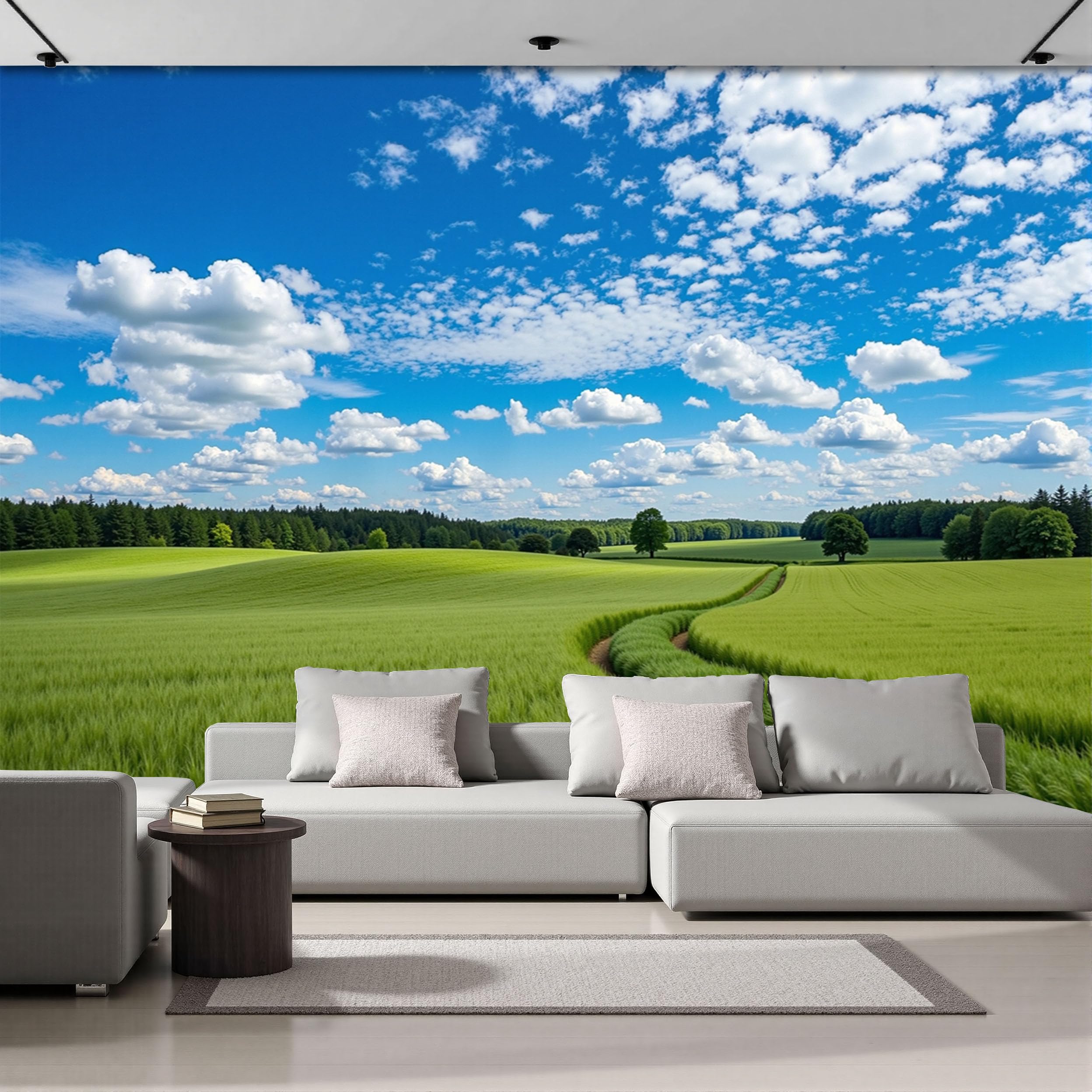 Papier peint soie premium paysage pastoral moderne de 200x140cm