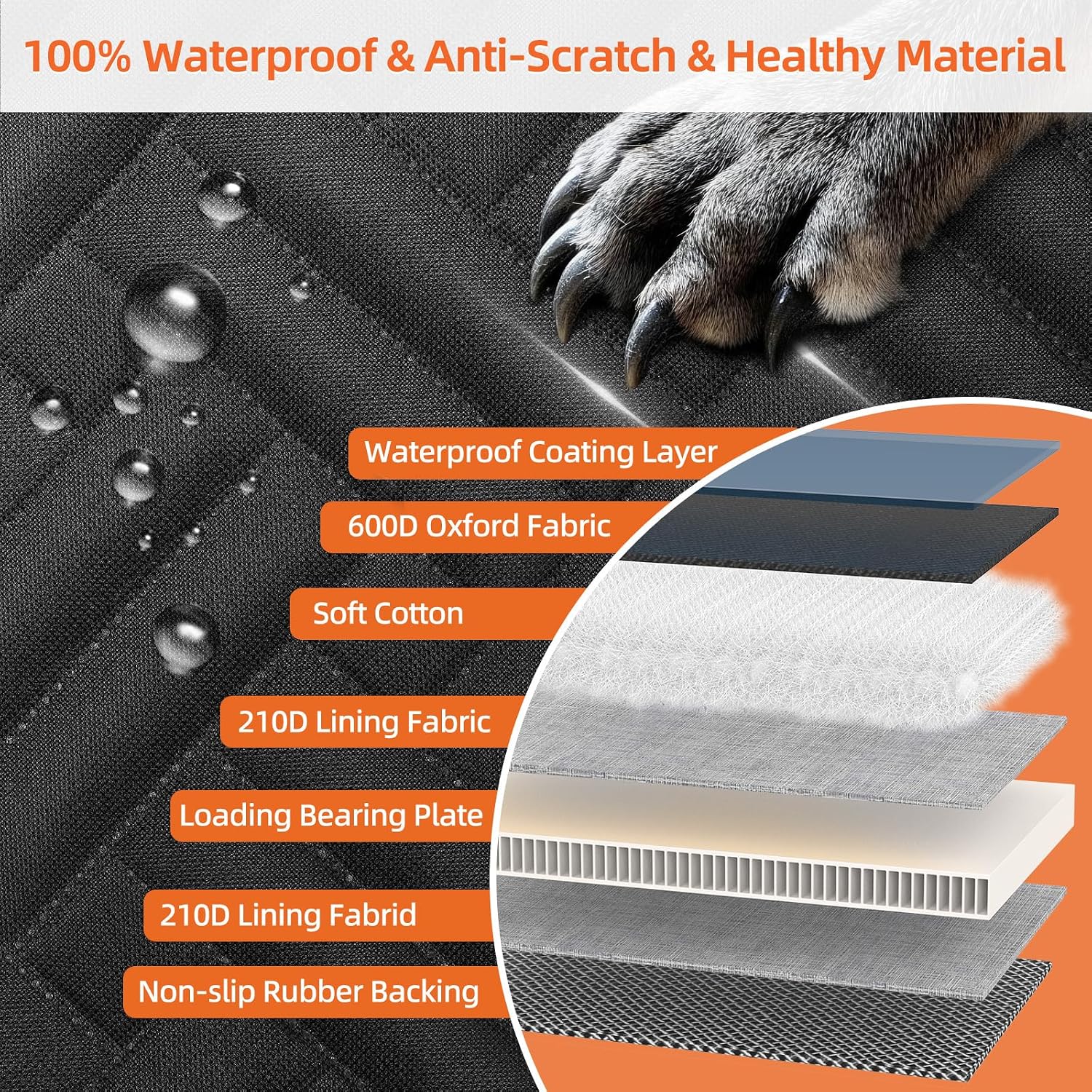 Back Seat Extender for Trucks,Hard Bottom Car Seat Cover for Dogs | Waterproof Hard Bottom Dog Car Seat Cover for Ford/GMC/Chevrolet/Toyota/RAM Crew Cab Trucks&Full-Size SUVs (XL-Black)