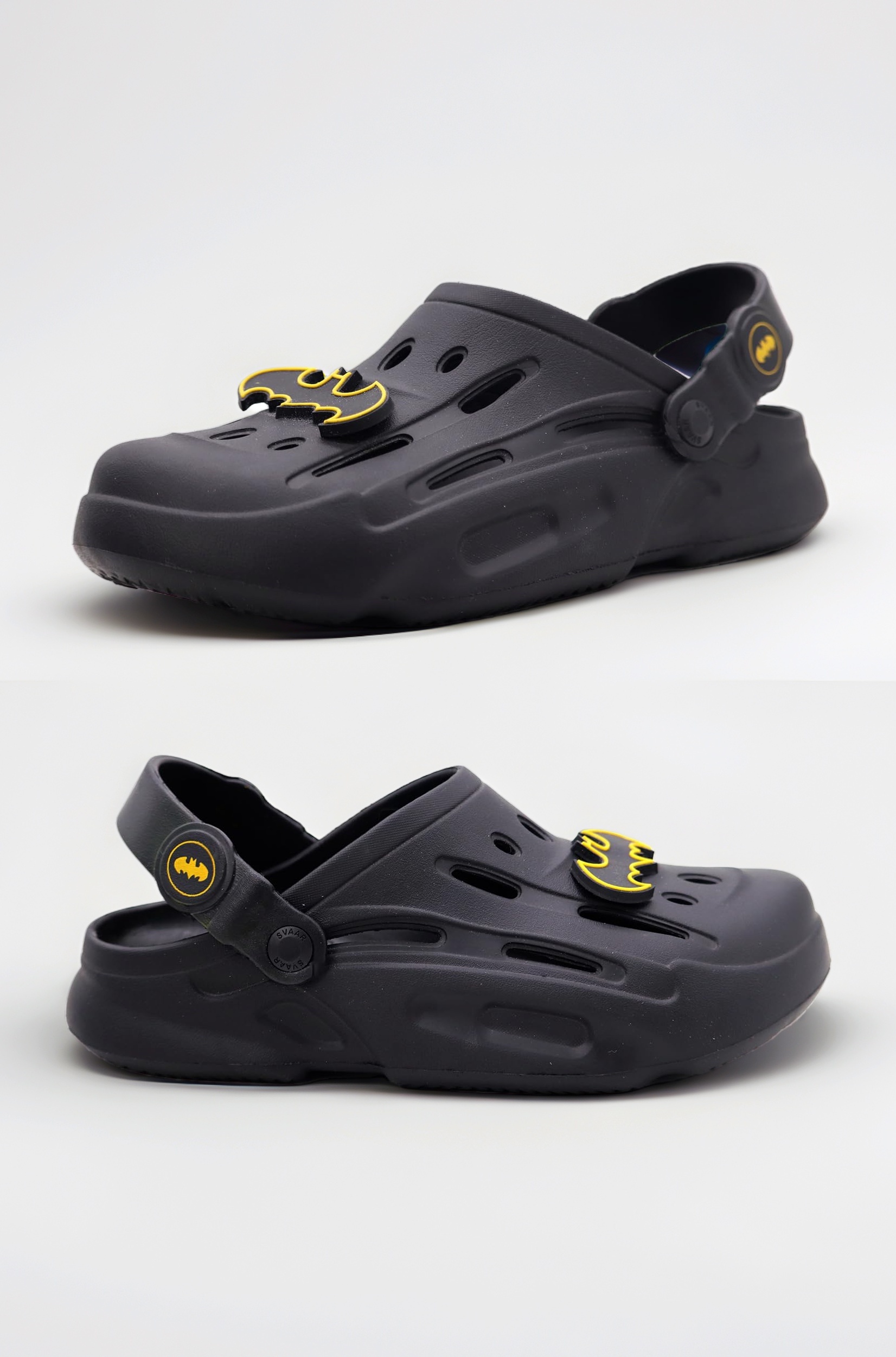 Batman Men's Sturdy Clogs with Authentic Batman Charms and Adjustable Back Strap