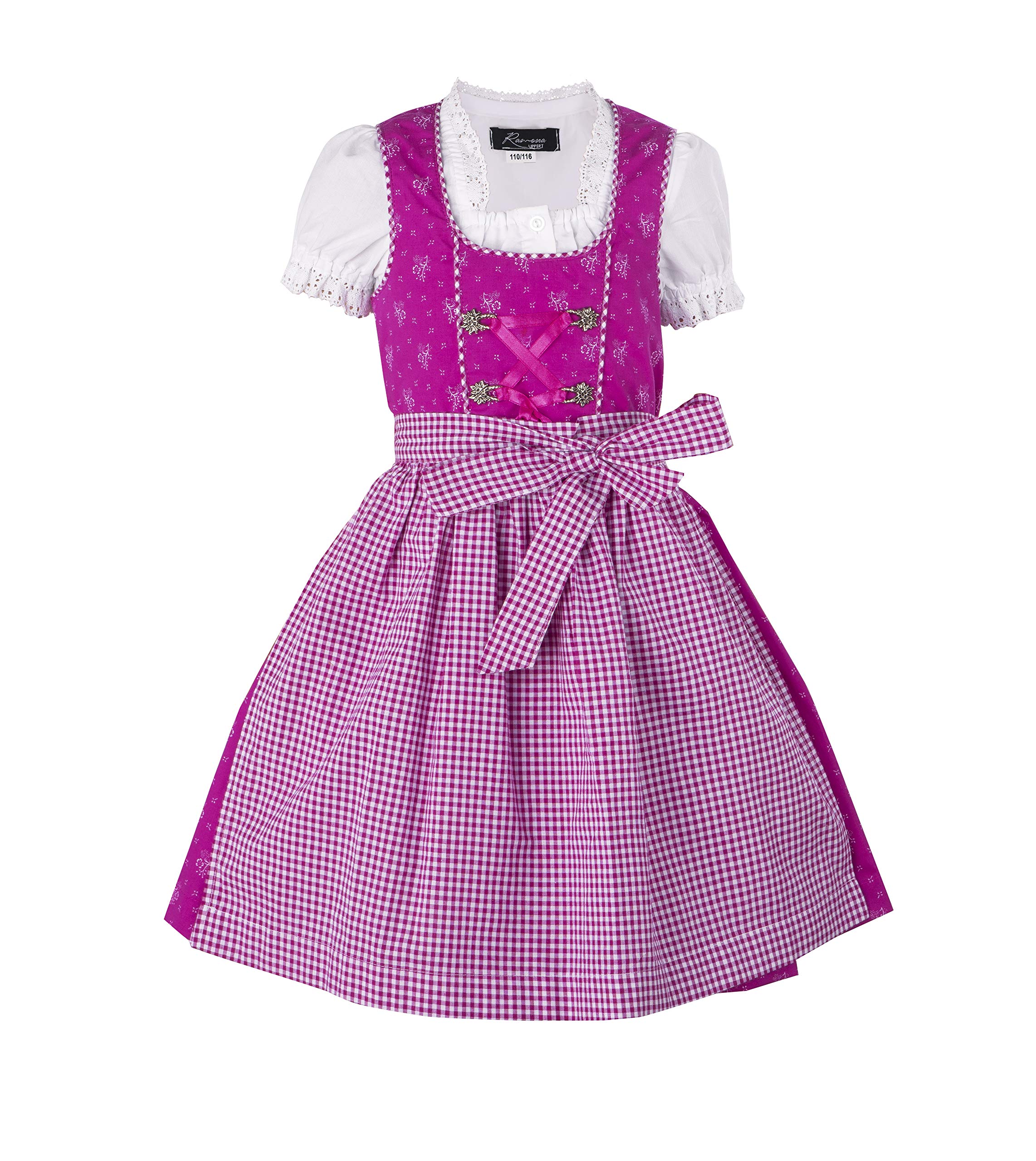 Kinderdirndl Chrissi Lila - Mit Bluse und lila-weißer Schürze | Lapeya Kinderdirndl Chrissi Lila - Mit Bluse und lila-weißer Schürze | Lapeya