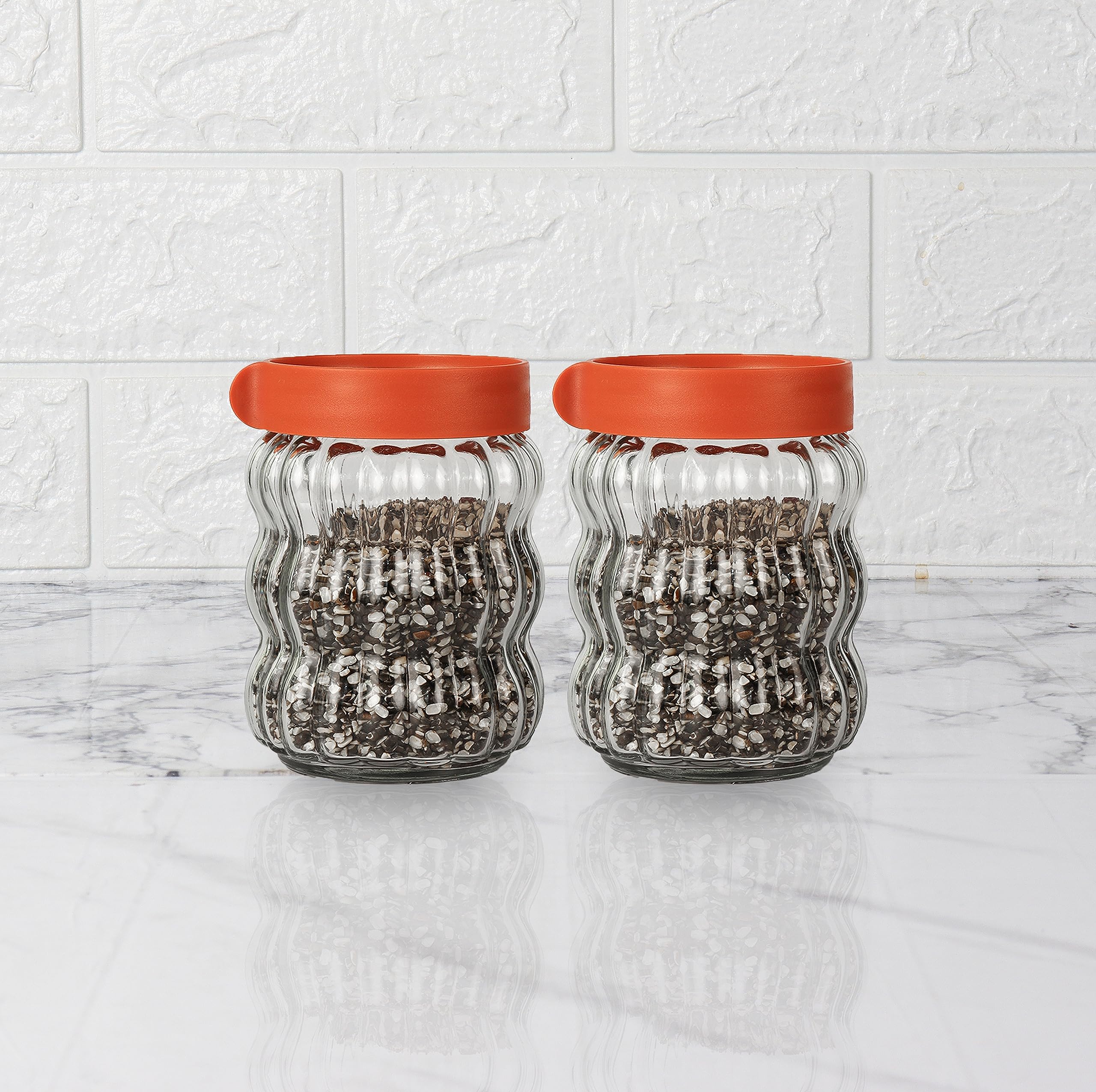 Femora Kitchen Storage Jars Clear Glass With Plastic Stackable Lid Jar, 460 ML, Pack of 4 (B0CCSFWK8K) Amazon Price History, Amazon Price Tracker