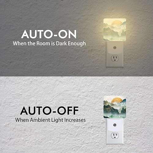 Miniatura 3 de Luz nocturna de paisaje de montaña, luces nocturnas modernas enchufables a la pared, sensor de atardecer a amanecer, luz nocturna para niños, baño,