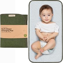 KeaBabies Portable Diaper Changing Pad, Easy Wipe Clean - Foldable Waterproof Baby Changing Mat for Diaper Bag, Compact, Lightweight, 25x13 Newborn, Infant, Baby Changer Travel Essential (Olive Green)
