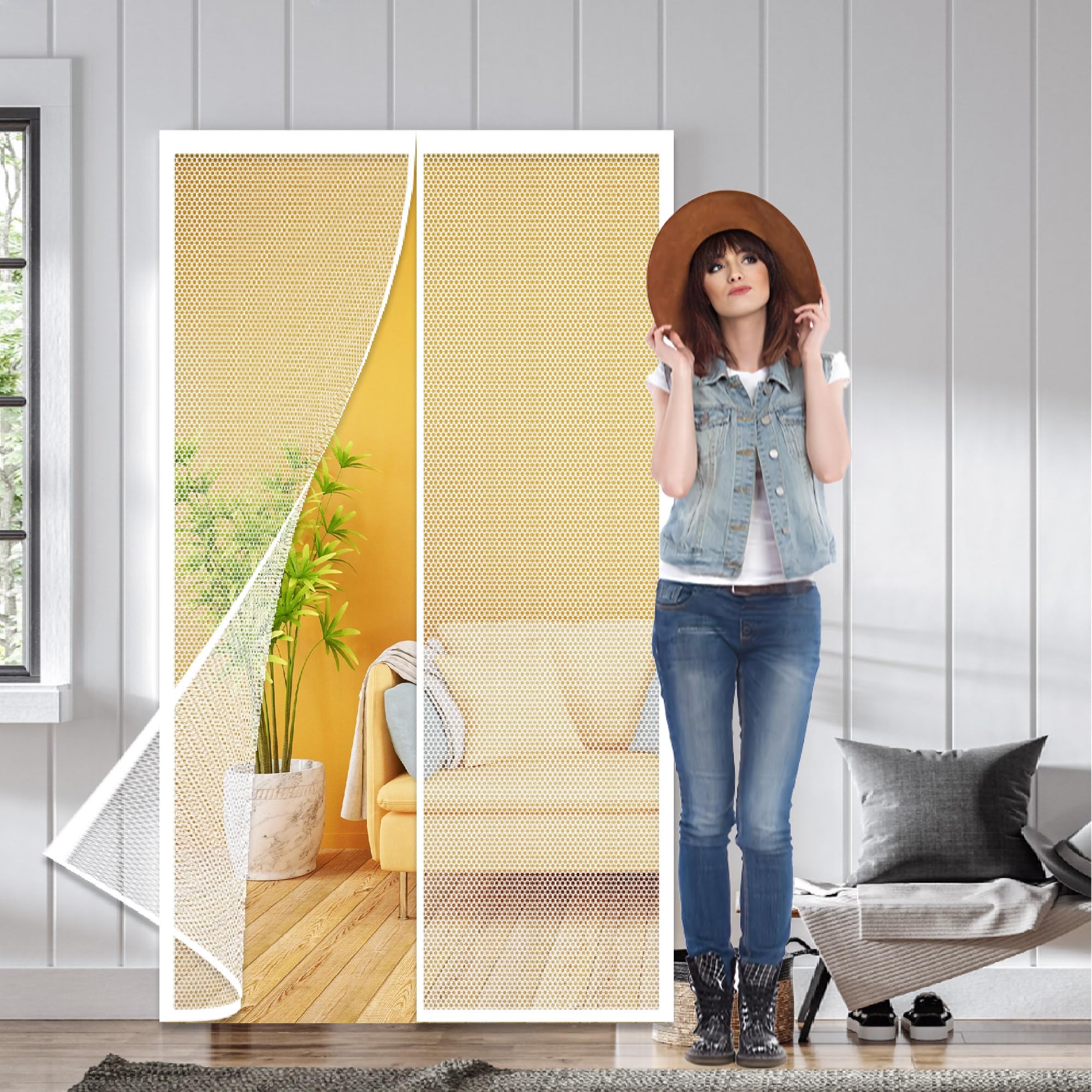Moustiquaire Porte Magnétique 115x194 Blanc sans Percer