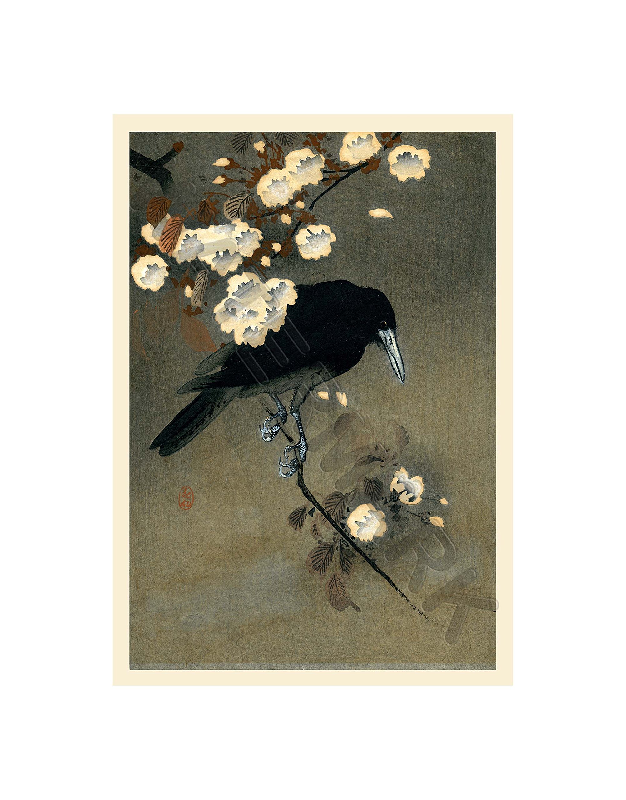 Wee Blue Coo Koson Crow & Blossom Wall Art Print