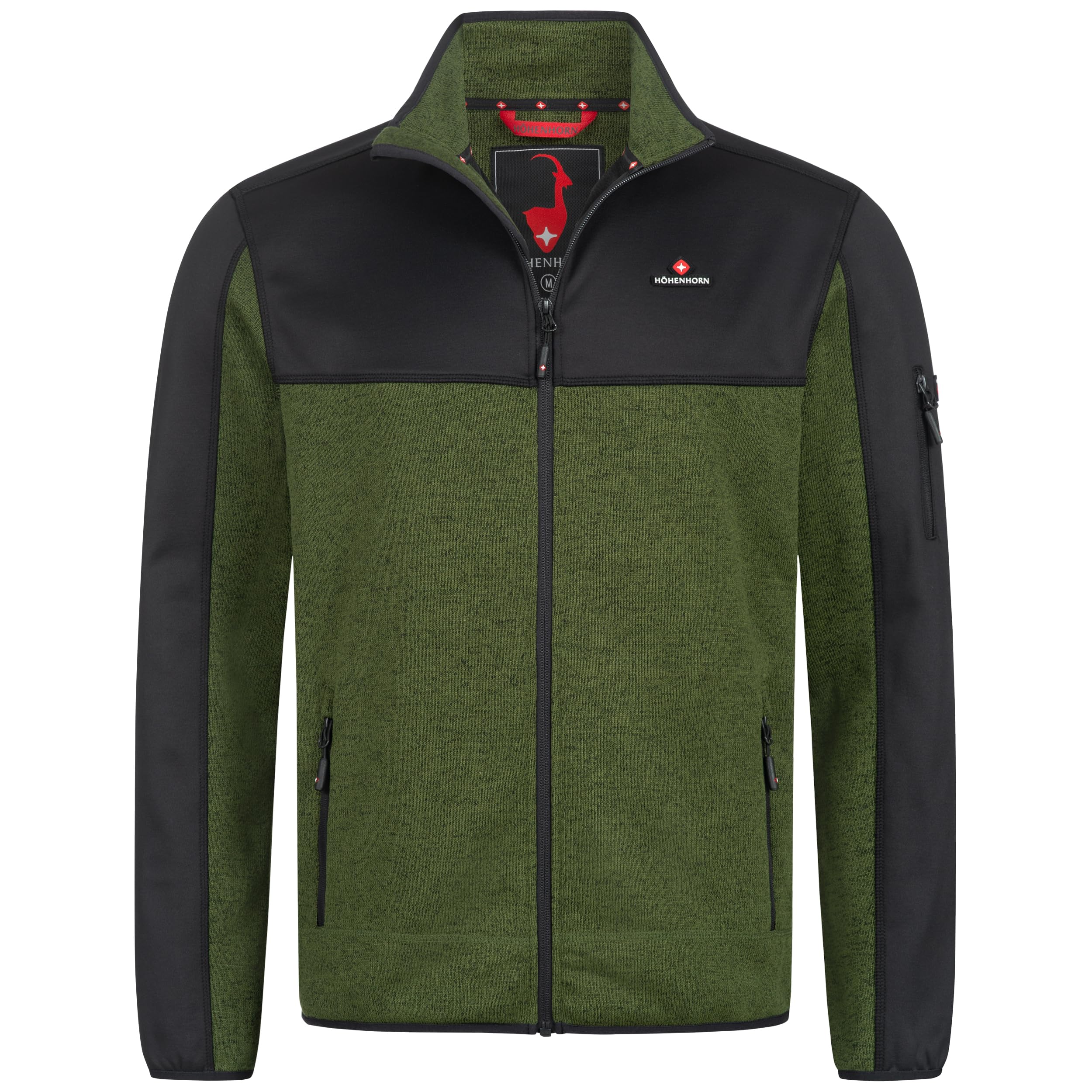 Höhenhorn Naurun Men's Fleece Jacket Hybrid Jacket Cardigan Softshell, Green, M