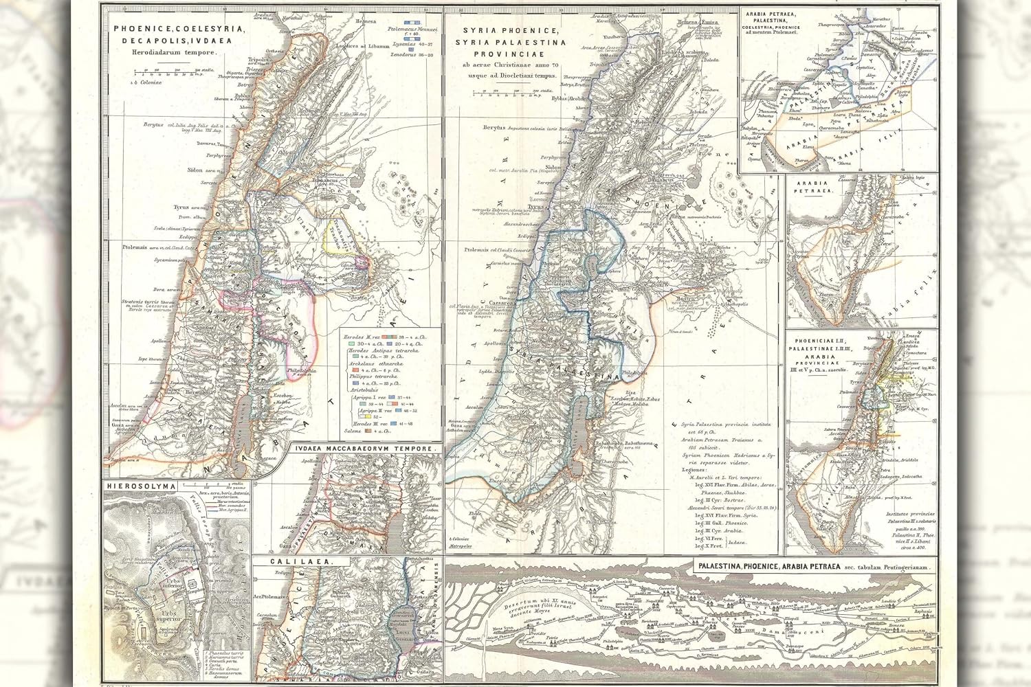 42"x63" Poster, 1865 Spruner Map of the Holy Land, Israel, or Palestine in Antiquity - Gallery Print