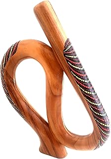 Didgeridoo Instrument S- Shaped Travel Didgeridoo Solid Mahogany Wood Hand Painted Aboriginal Style Didgerdioo For Sound Healing & Circular Breathing - PROFESSIONAL SOUND (S- Shape)