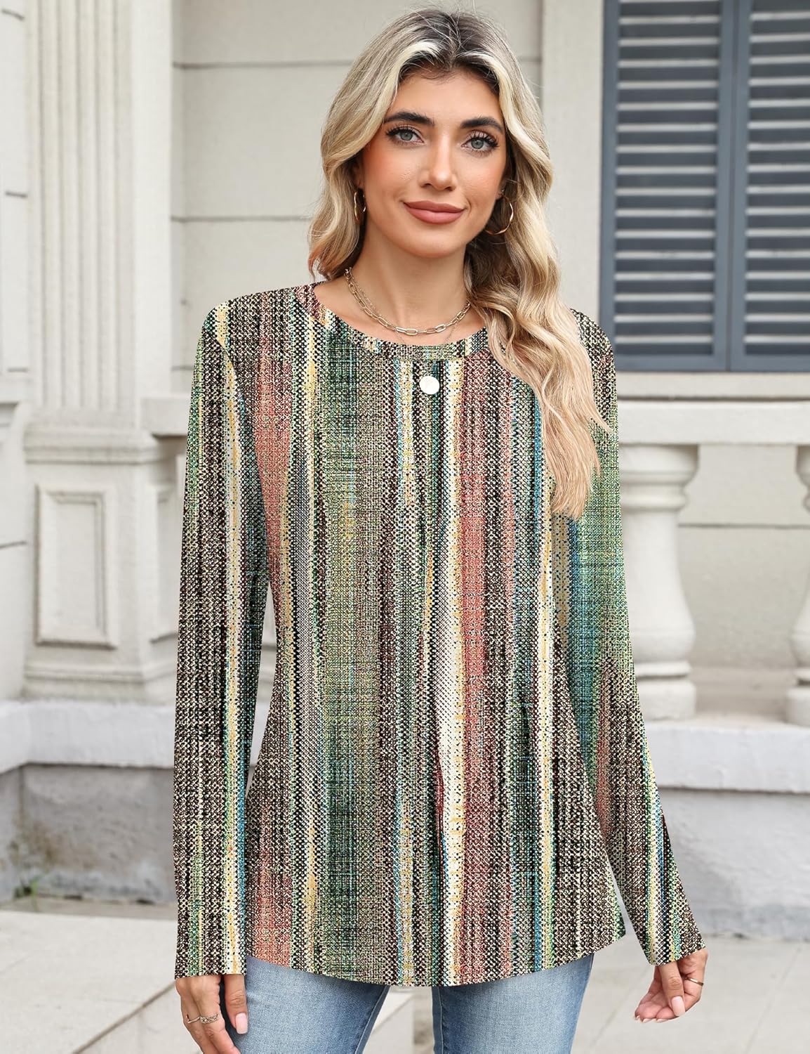 TCOT Women Long Sleeve Crew Neck Tee Tops Trendy Casual Dressy Blouses Spring Clothes Pullover Shirts - Image 4