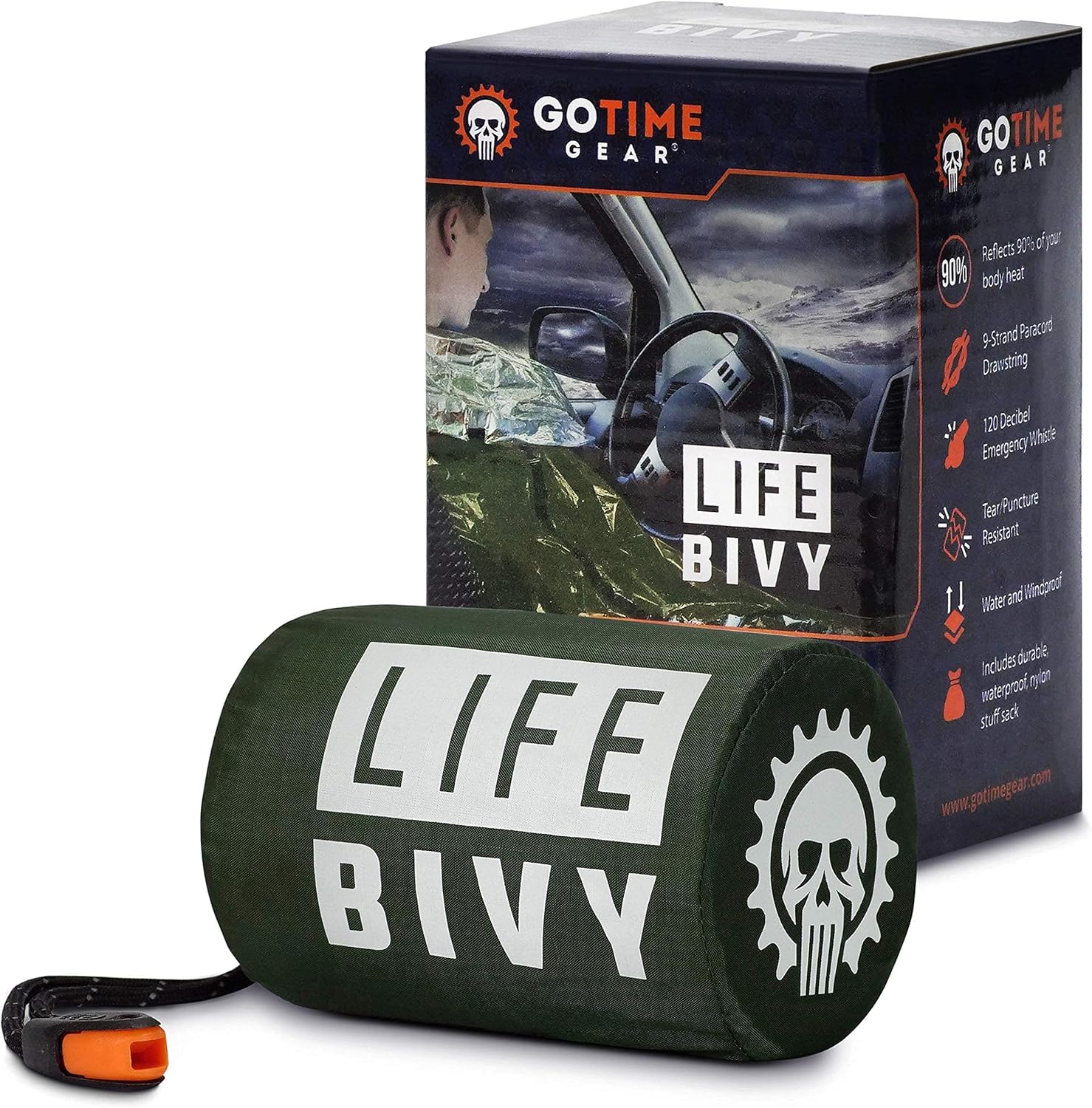 Go Time Gear - Life Bivy Emergency Sleeping Bag Thermal Bivvy and Life Tent Emergency Survival Shelter - Emergency Sleeping Bags and Survival Tent - Emergency Bag Bundle (Green) : Sports & Outdoors