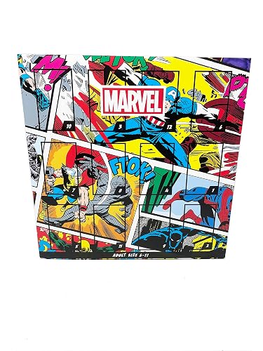 Mens Marvel Advent Calendar with 12 Days of Countdown with your Favourite Character Socks including Captain America, Hulk, Spiderman, Iron Man &amp; Thor. Assorted, Mens Size 6-11