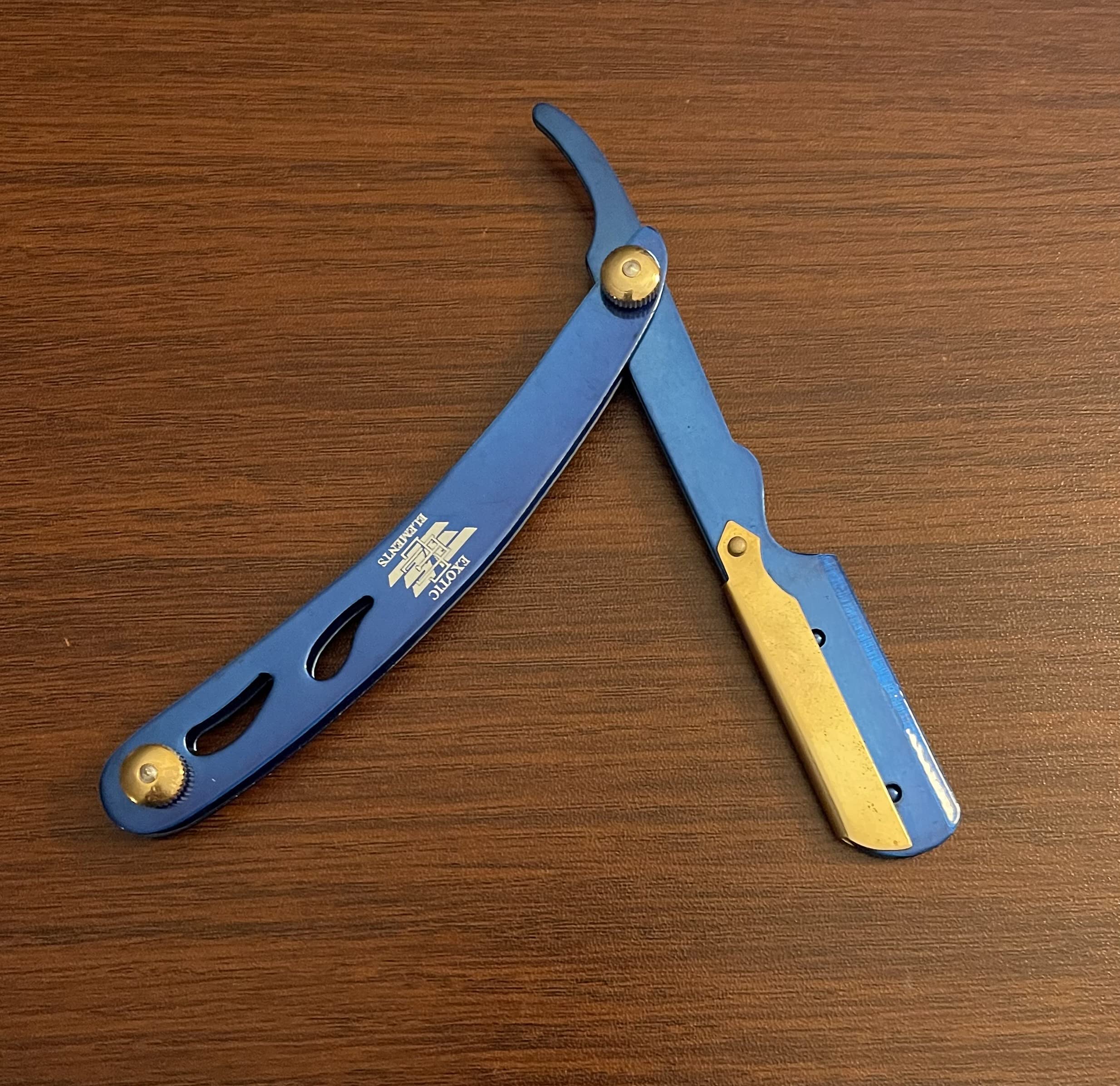 Gold and Blue Cool Design Shaving Blade Straight Edge Razor Barber and Salon Tool