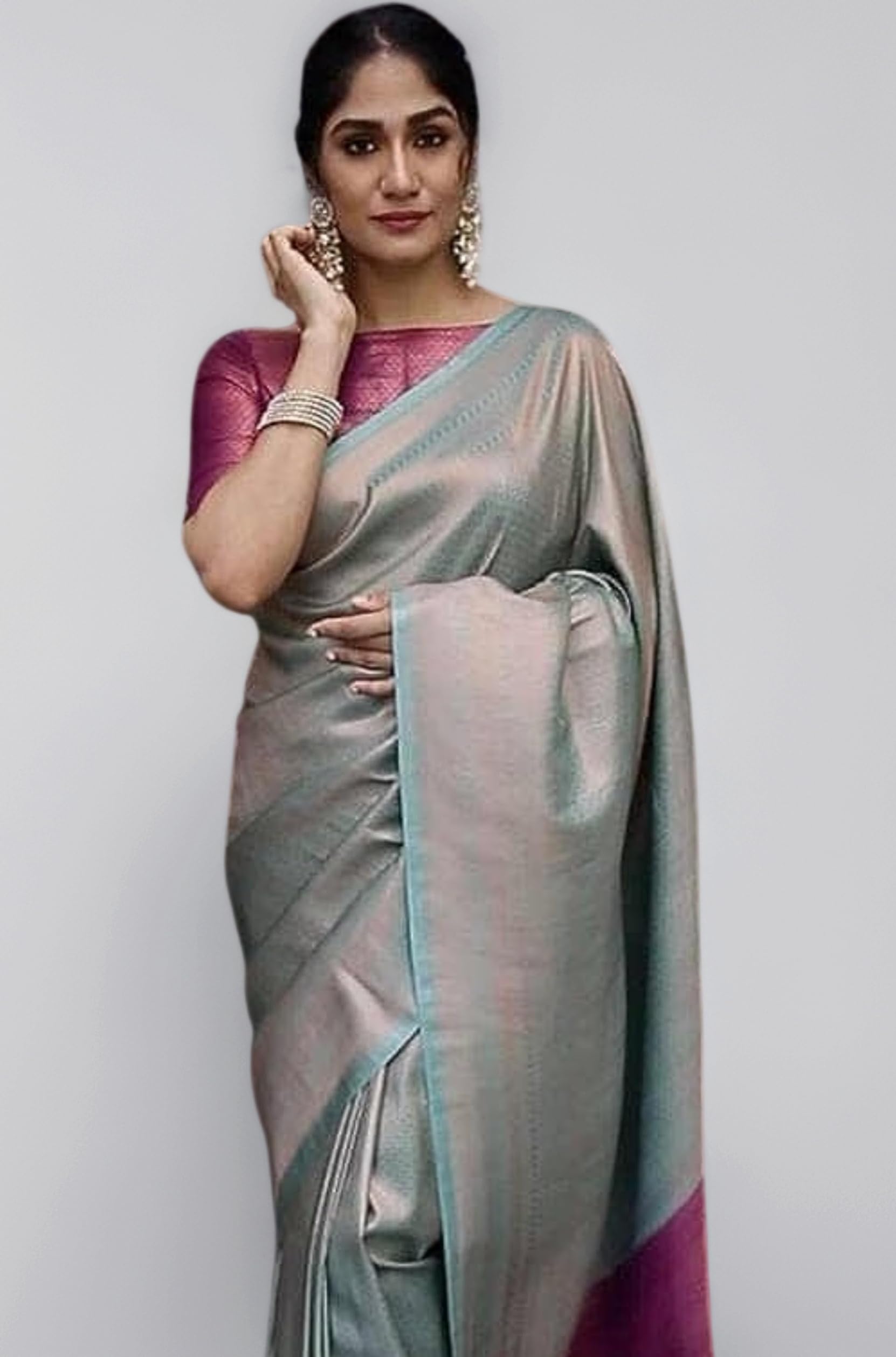 Women's Sky Blue Color Kanjivaram Soft Silk Saree