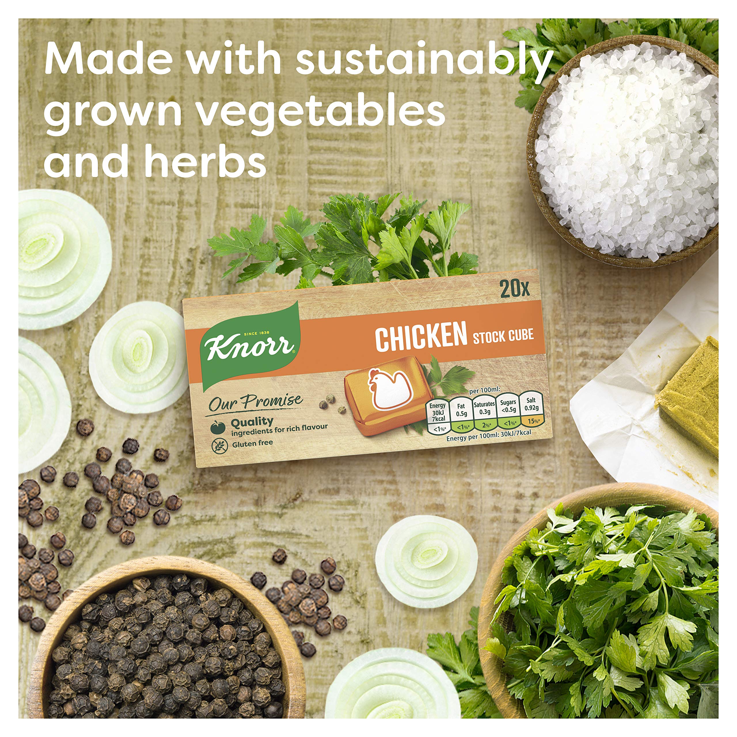 Knorr Chicken glutenfree Stock Cubes to add a rich chicken flavour to