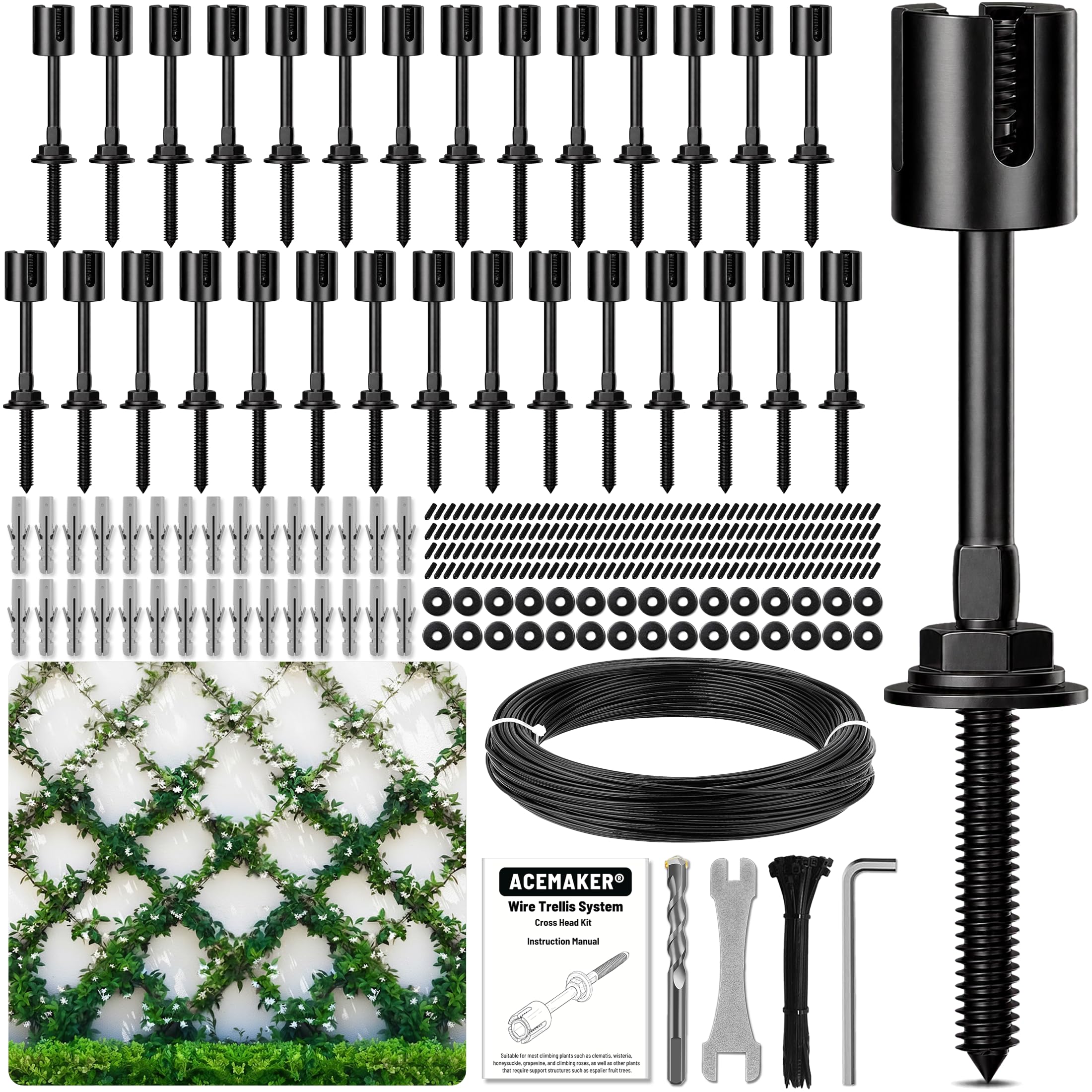 Photo 1 of Acemaker Wire Trellis Kit, 30-Set Black