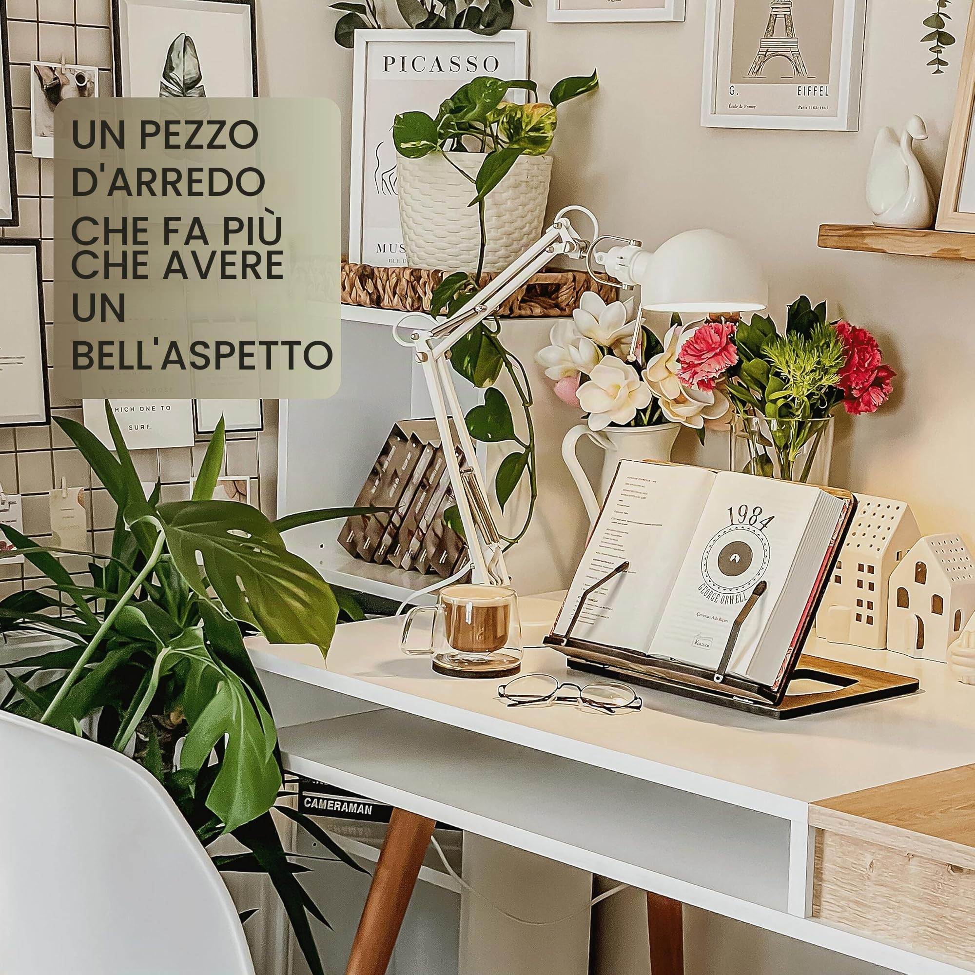 Vigo Wood Supporto per Libri in Legno - Supporto da Lettura per Libri di Ricette e Cucina a Letto (Noce)