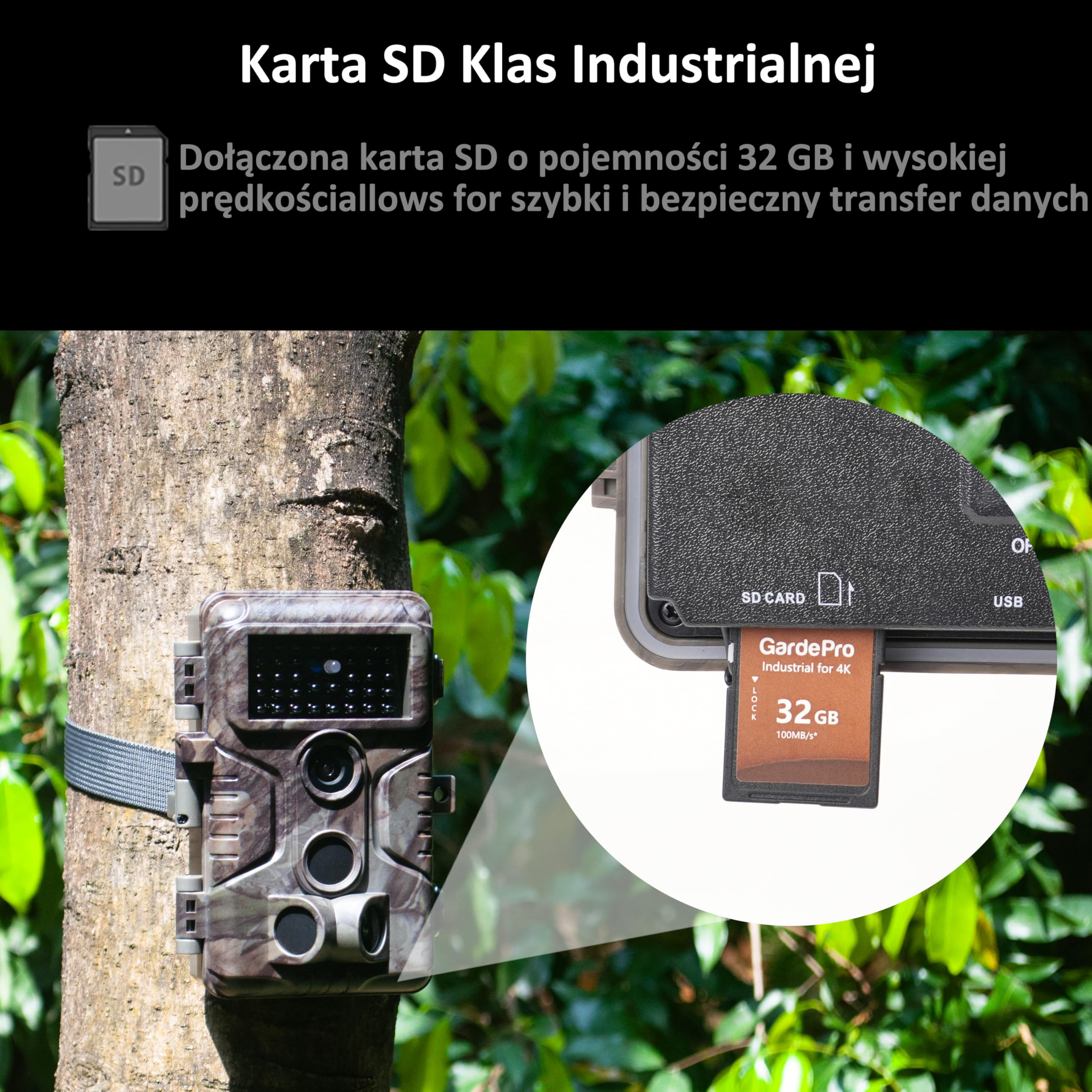 GardePro A3S kamera leśna z kartą SD o pojemności 64GB, kamera do obserwacji dzikich zwierząt 64MP 1296P H.264 z jasnym zakresem 30m bez podświetlenia na podczerwień, 0,1s szybki spust z widocznością