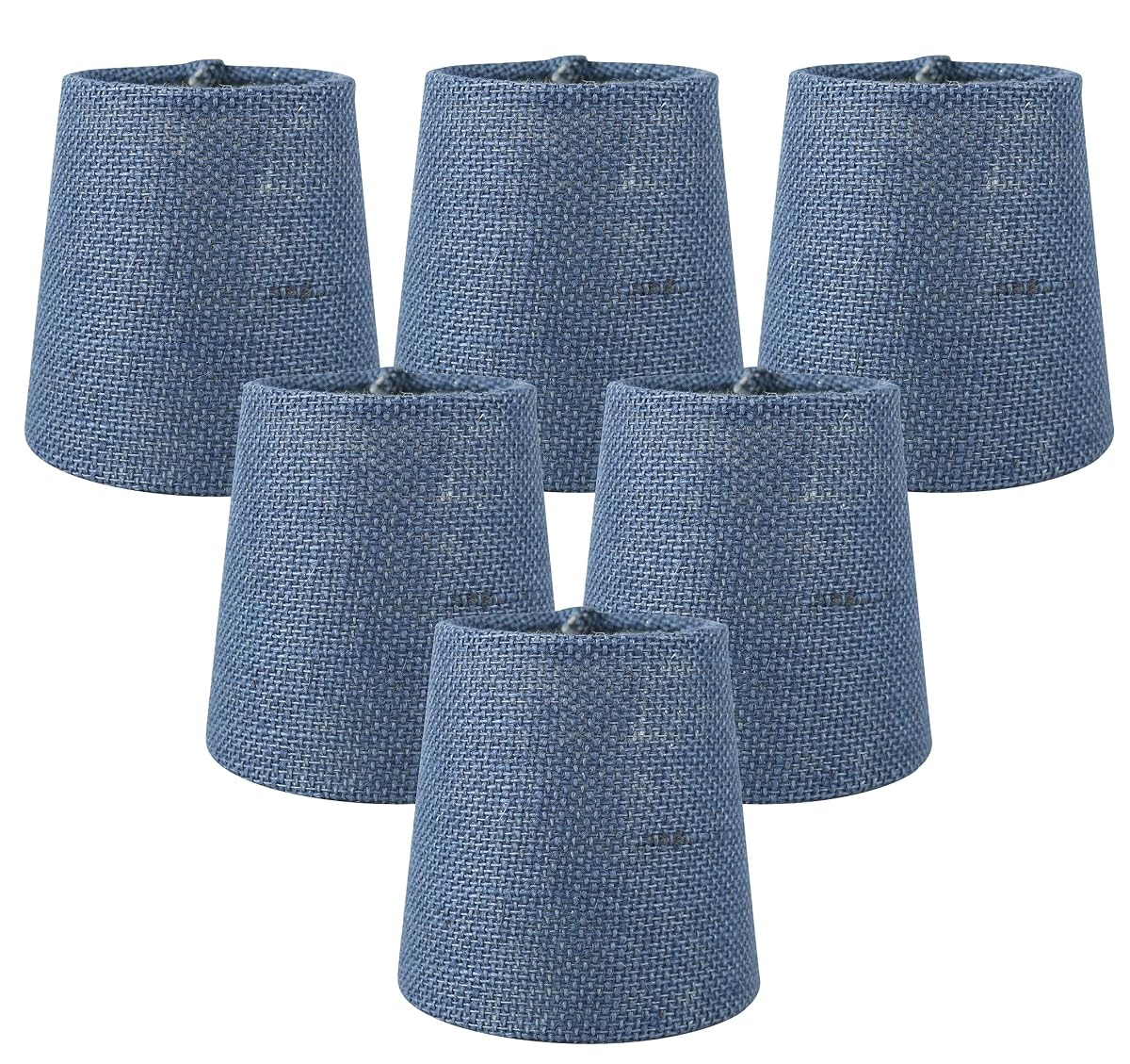 Meriville Set Of 6 Denim Blue Burlap Clip On Chandelier Lamp Shades, 3.5-Inch