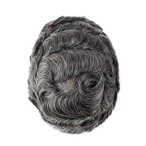 Miniatura 2 de Toupee para hombres, piezas de cabello humano, sistema de reemplazo de cabello Reak, cabello ondulado de encaje suizo natural #1B30