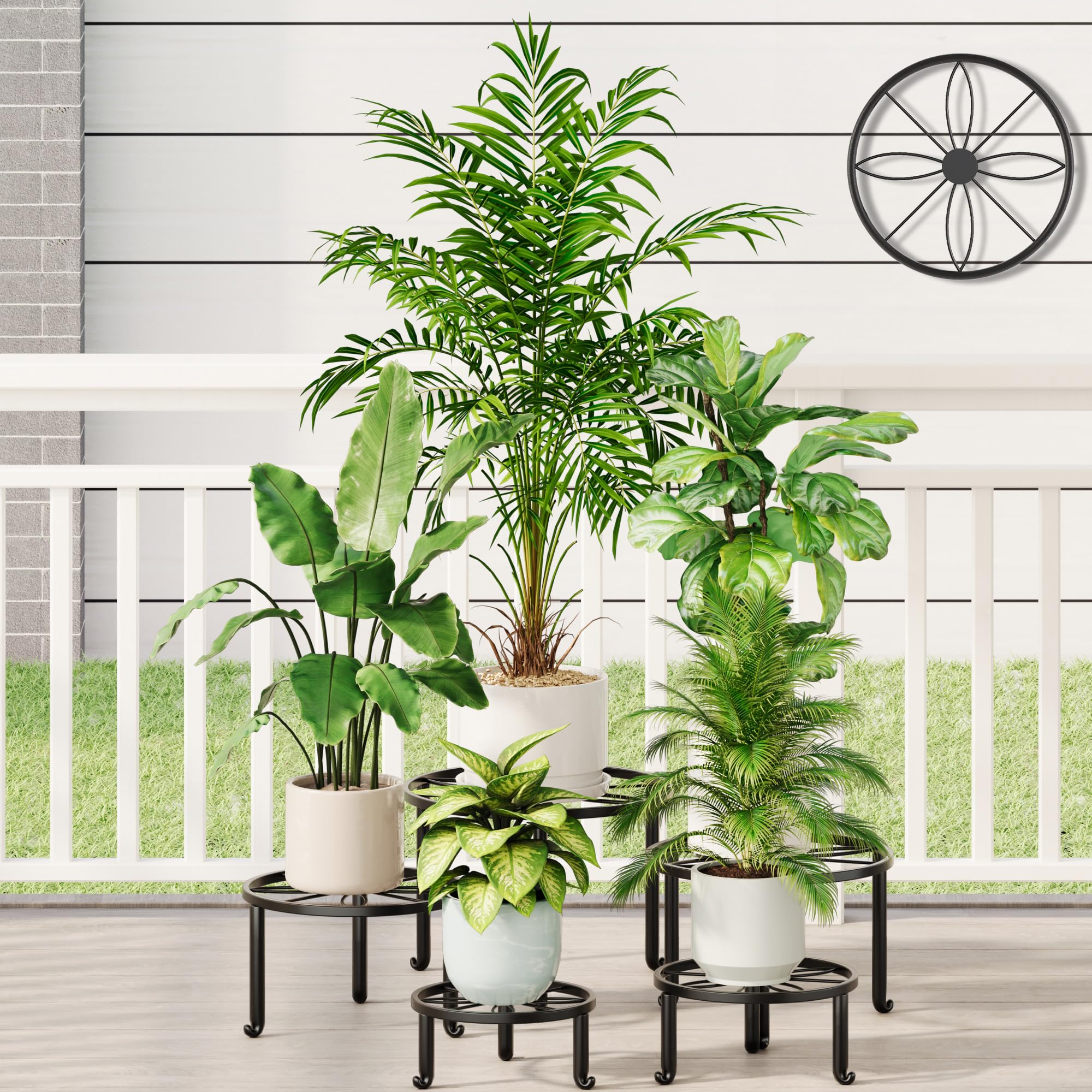 Support pot de fleurs pour plusieurs plantes d'intérieur et petit support rond