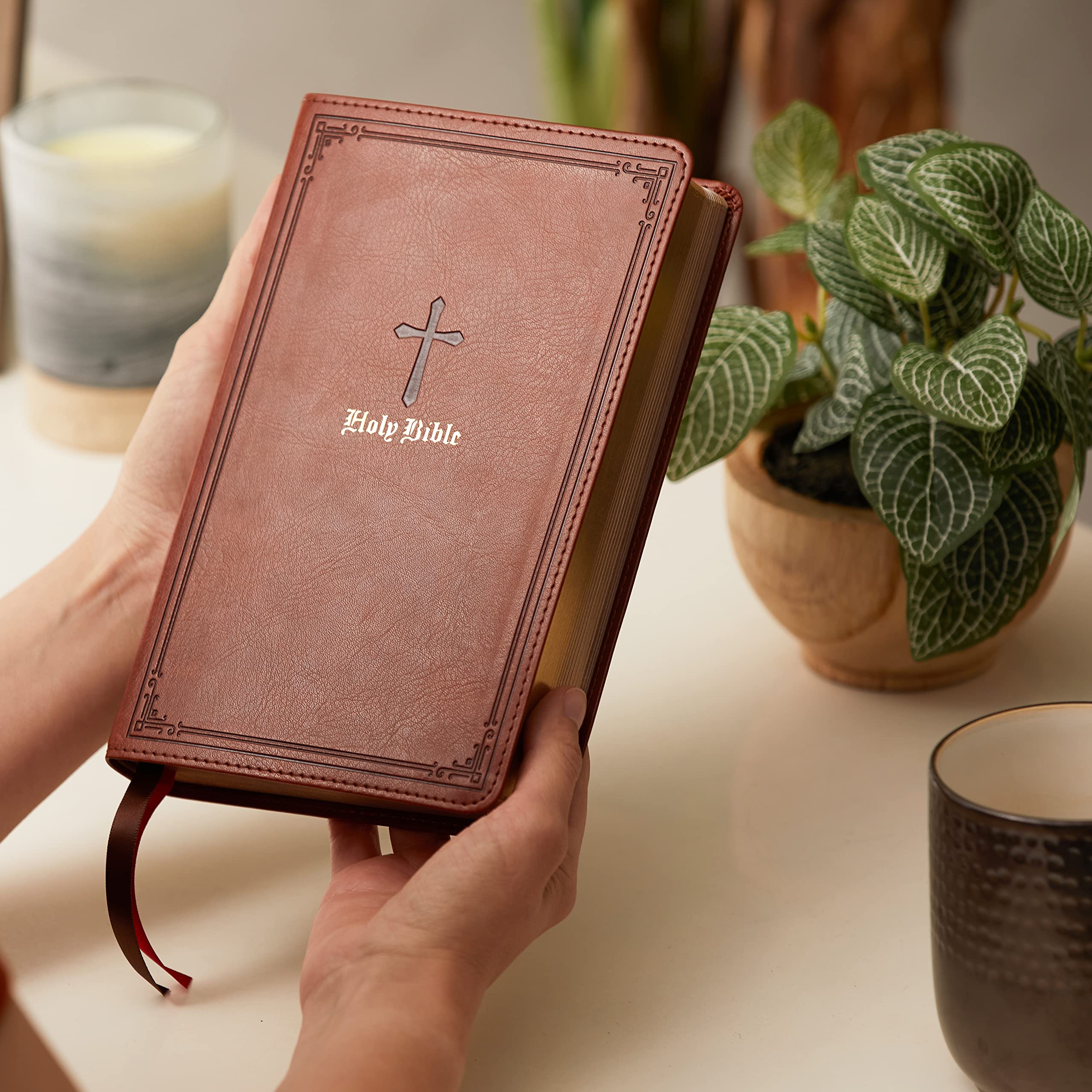 KJV Holy Bible: Large Print Single-Column with 43,000 End-of-Verse Cross References, Brown Leathersoft, Personal Size, Red Letter, Comfort Print: King James Version: Holy Bible, King James Version