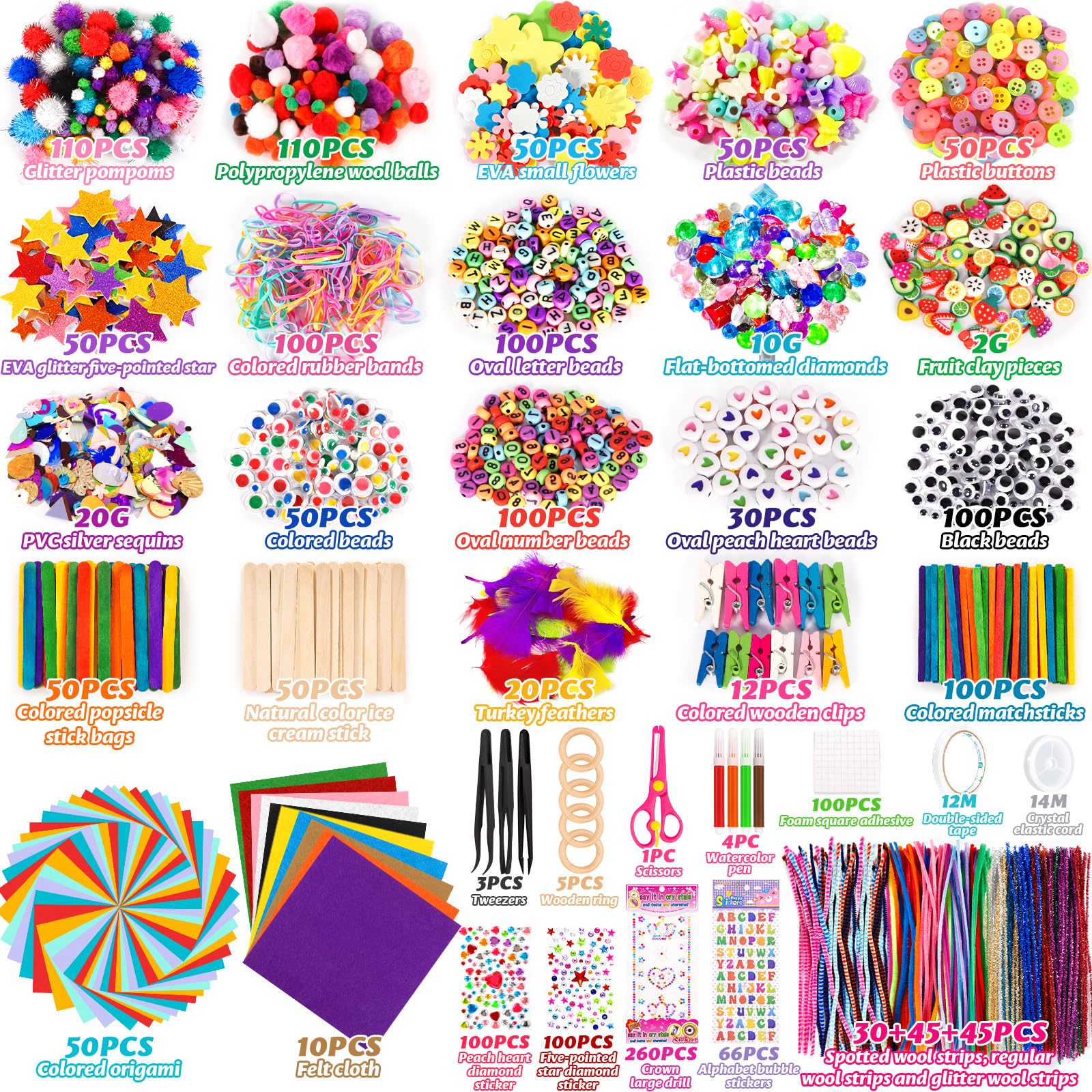 Purpledi Kit Manualidades Niños 3600+PCS, DIY Creativo Kit Manualidades Material, DIY Art Supplies Creativo Regalo Manualidades Labores para Niños, Juguetes Educativos Regalo para Niño Niña
