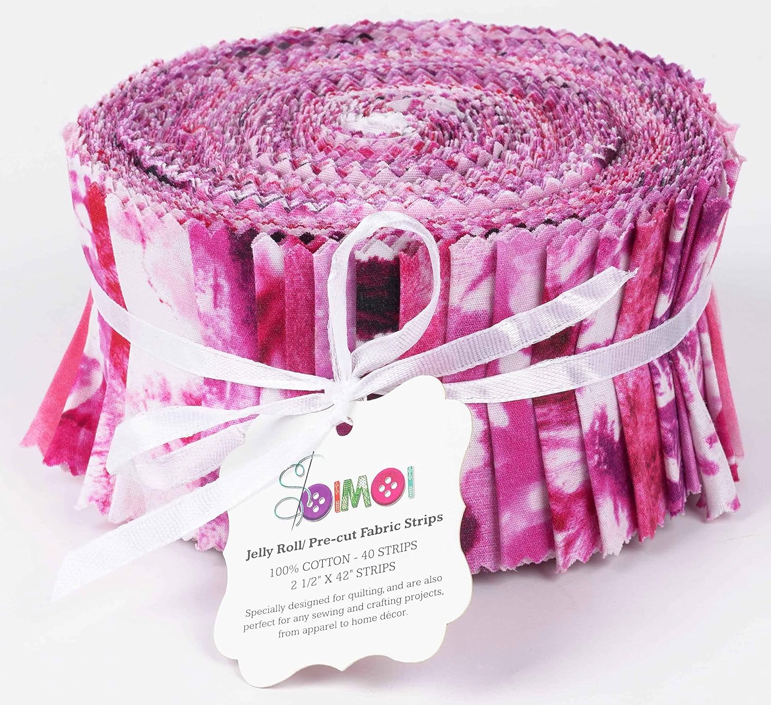 Soimoi Jelly Roll Fabric Strips for Quilting, Precut Fabric for DIY, 40 Strip Assorted Bundle, Purple Jelly Roll for Scrapbooking, Perfect Quilting Fabric for Sewing, Craft, Home Decor- Tie Dye Print
