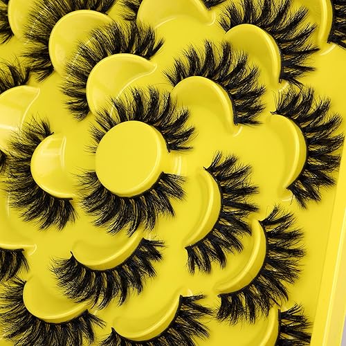 Miniatura 7 de Pestañas postizas de visón esponjosas naturales esponjosas de visón sintético que parecen extensiones llenas de volumen 0669in paquete de 10 pares