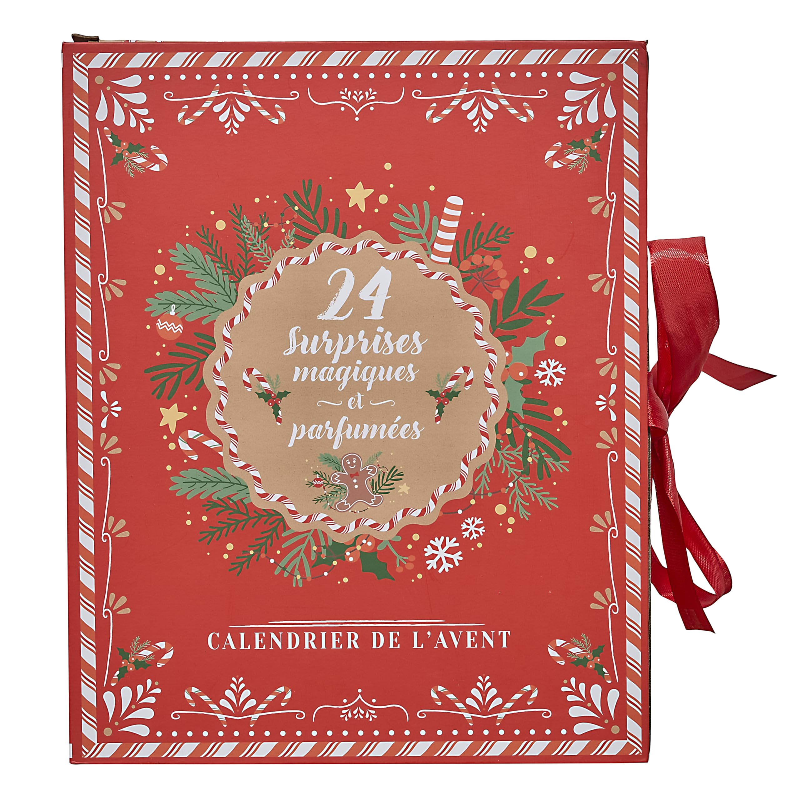 HOME DECO FACTORY Calendrier de l'Avent Bougie et Surprises de Noël Marron