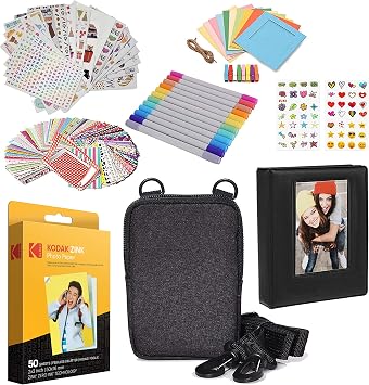KODAK 2"x3" Premium Zink Photo Paper 50 Pack Fun Accessory Kit with Photo Album, Case, Stickers, Markers & More