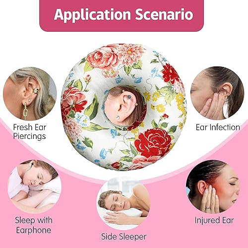 Miniatura 6 de Almohada perforadora de oreja para dormir de lado, almohadas con agujeros para dolor de oído, almohada de dona para dormir del lado de la oreja para