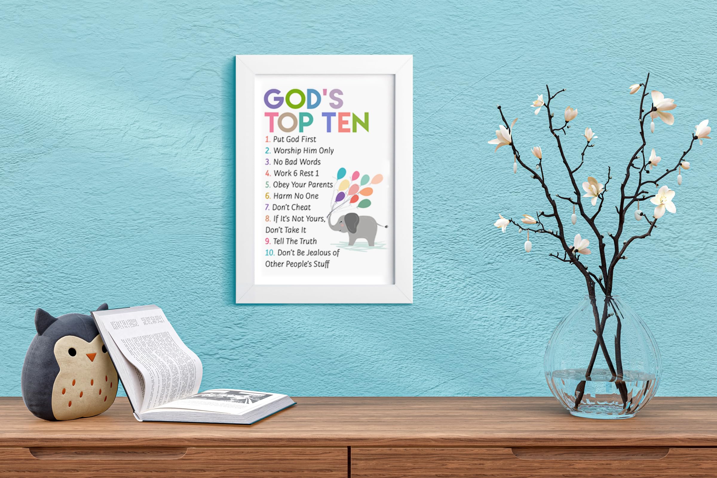 Elben Creatives God's Top Ten (The Ten Commandments) Kids Bible Verses Frames/Christian Children Photo Frames 4