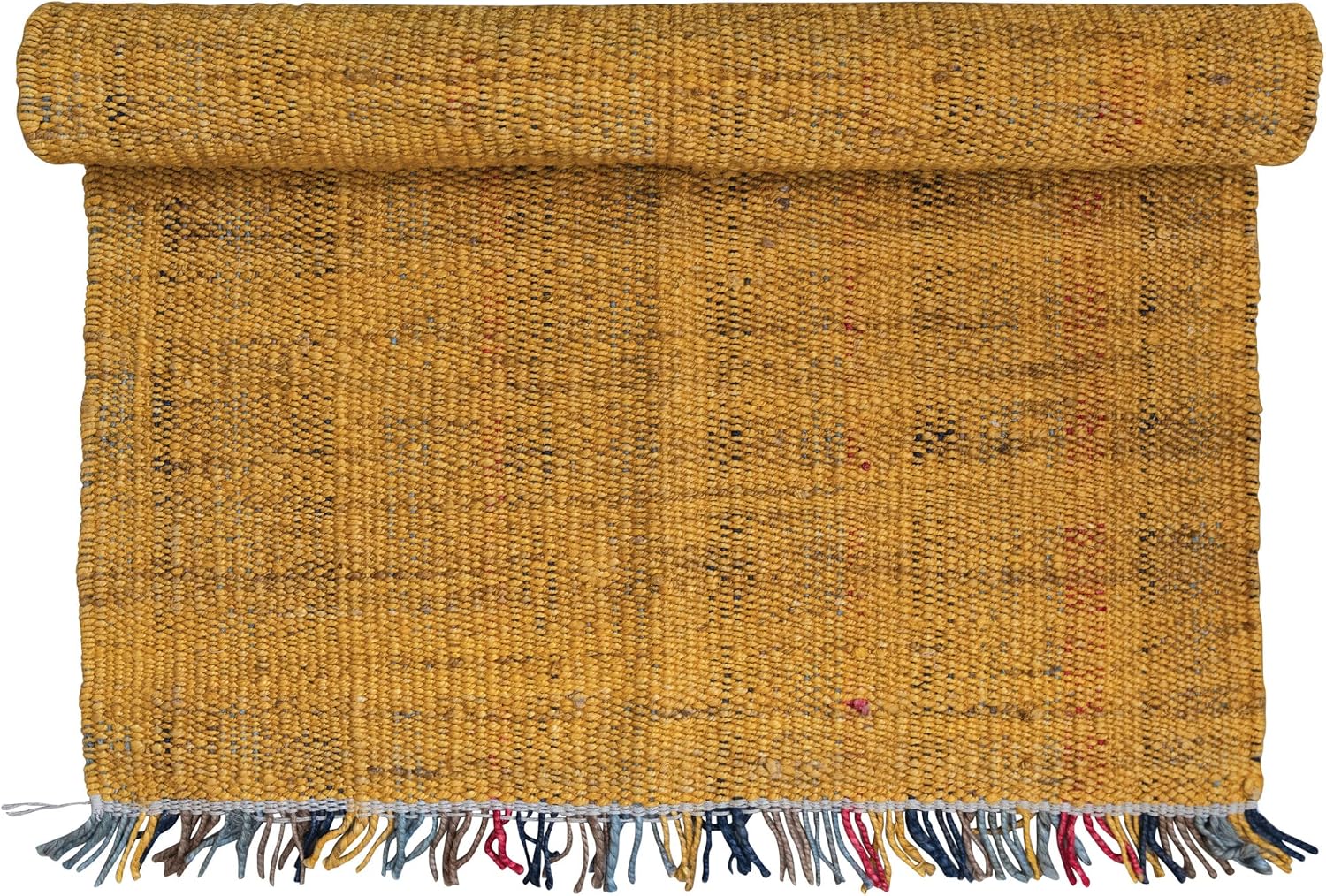 Creative Co-Op Woven Jute Rug with Fringe, Multicolor