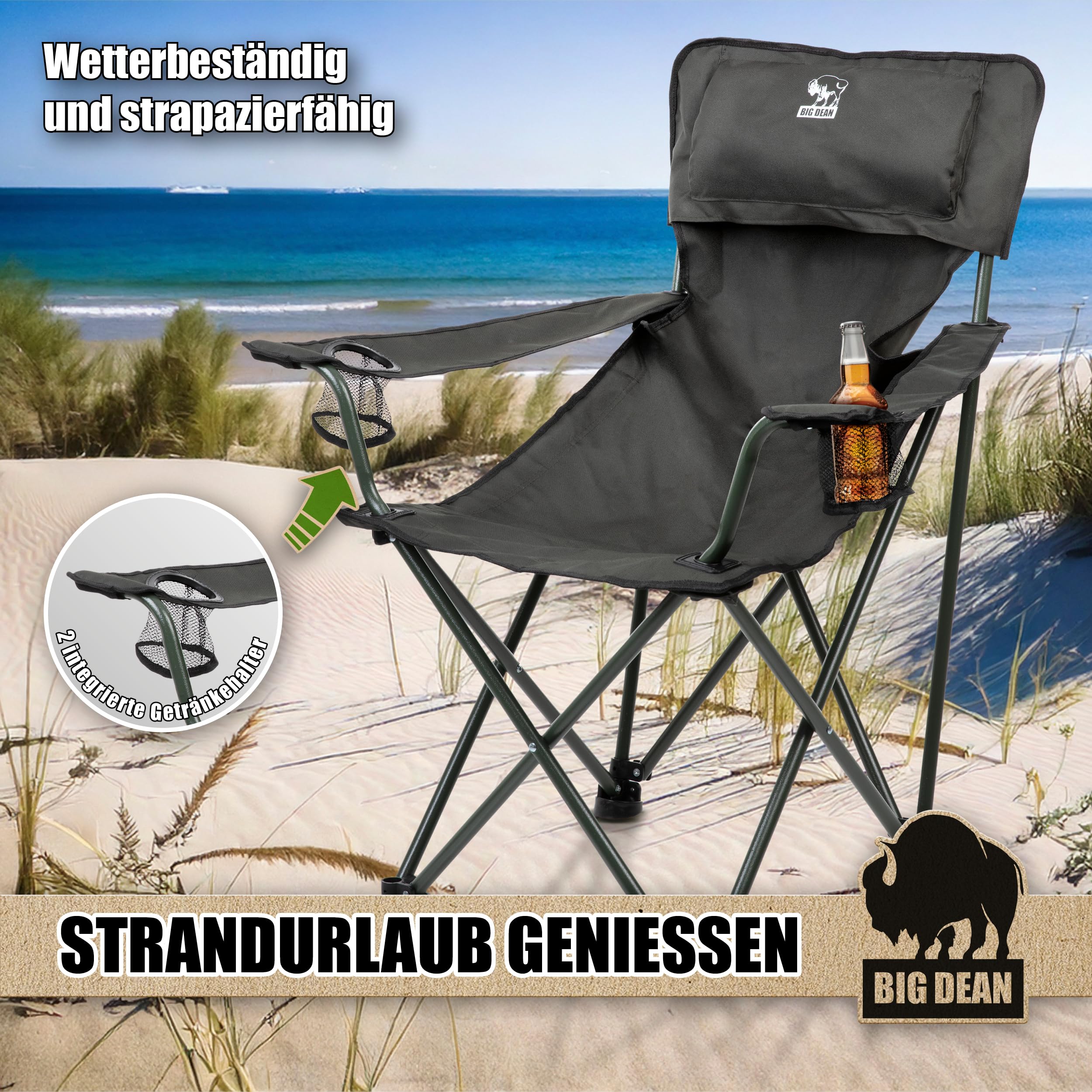 hervis campingstuhl BigDean Luxus Faltbar 150 KG belastbar Großer Hochlehner Option:Individual Clutch/Narrow Brake Top Gear Season 16 Comfort / Touring