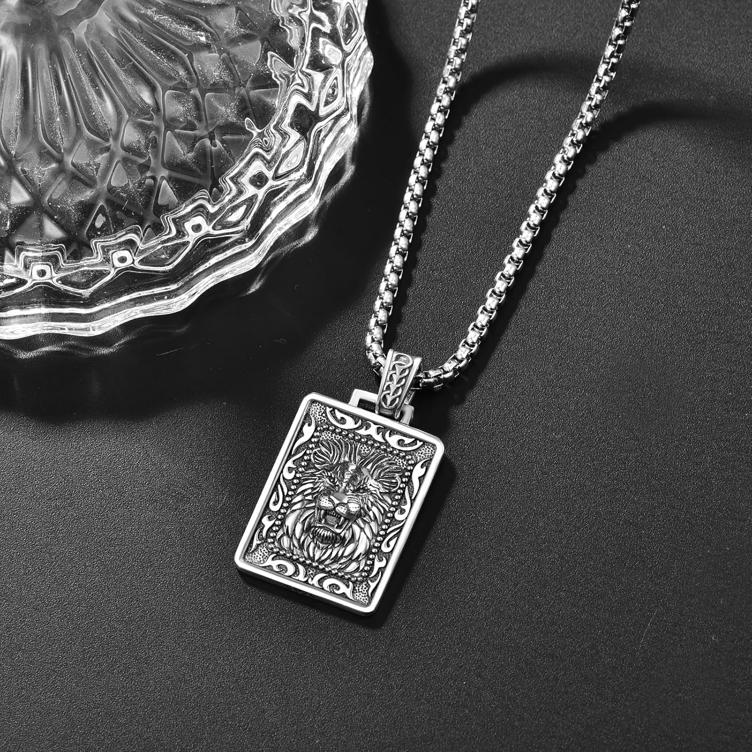 Palpitate Lion/Wolf Pendant Necklace 925 Sterling Silver Viking Runes Animal Neckale Norse Jewelry Gift for Men Women - Image 2