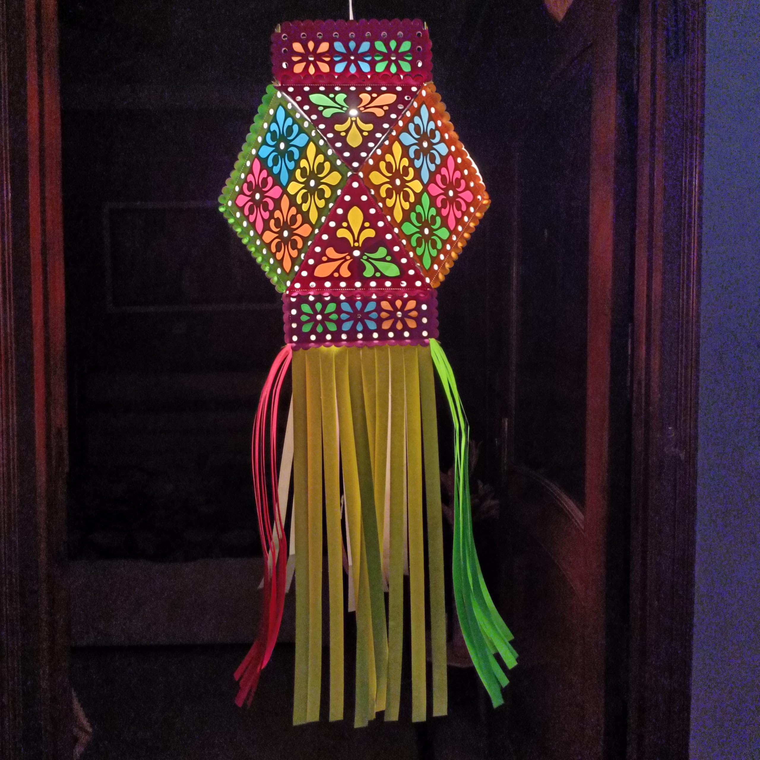 ALILA Hanging Lantern Kandil For Balcony Lamp Shade Jhumar Home Living Room Diwali Xmas Christmas Decor Decoration (M5 - Akash Kandil For Diwali Balcony)