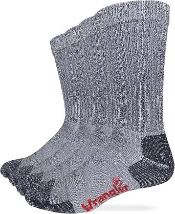 Wrangler Men's Ultra Dri Everyday Rib Crew Work Boot Socks (4-Pack)