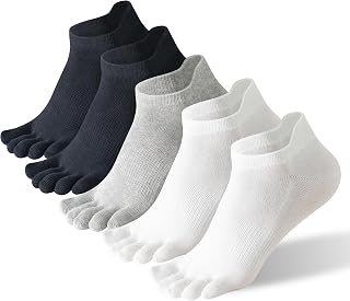 Toe Socks Women, Ankle Cotton Five Fingers Socks for Running | Toe Separator Barefoot Sock, No Show Socks with toes, Low Cut Toe Socks, Short Athletic Five Socks for Yoga Hiking 5 Pairs