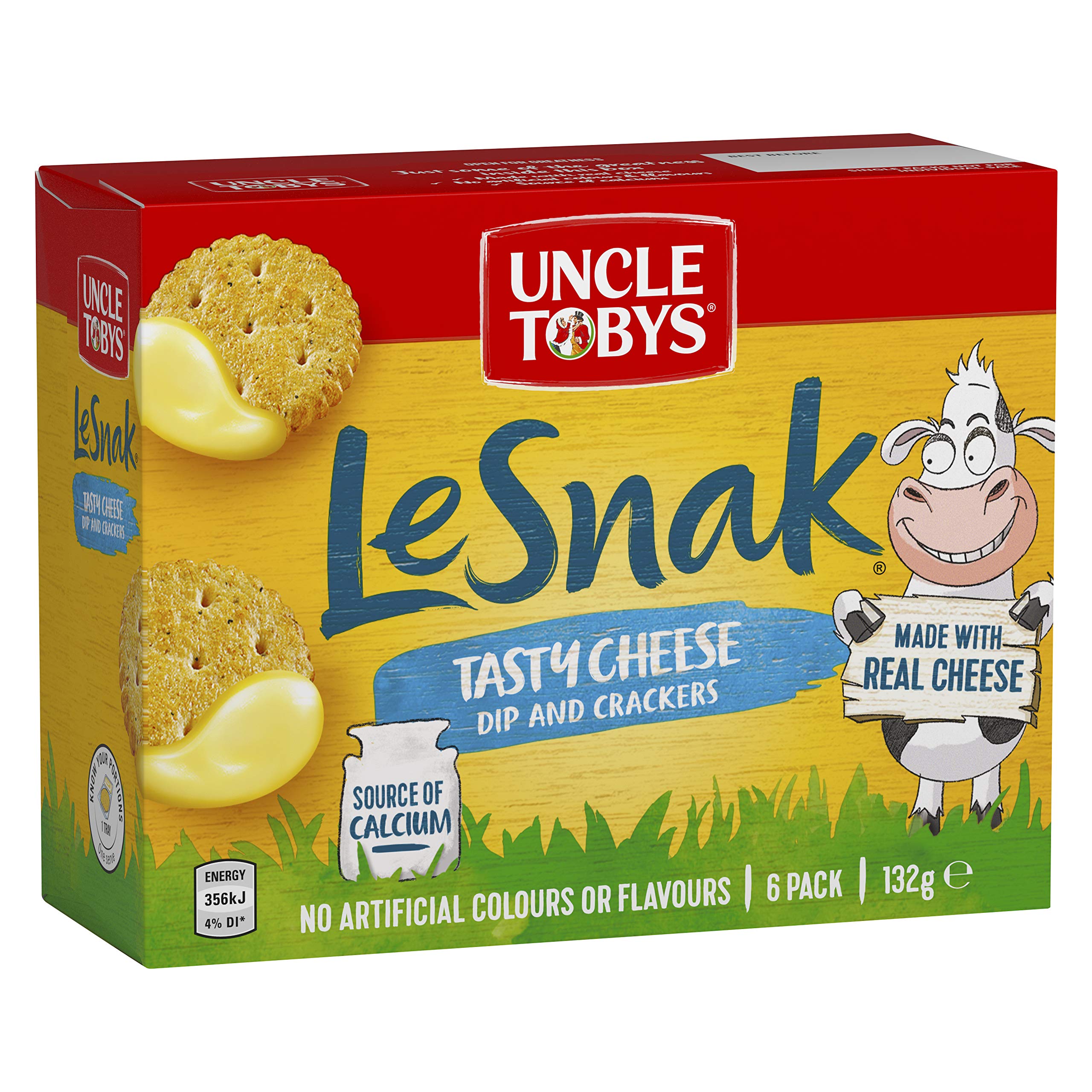 UNCLE TOBYS Le Snak Tasty Cheese Dip and Crackers 6 Pack, 132g