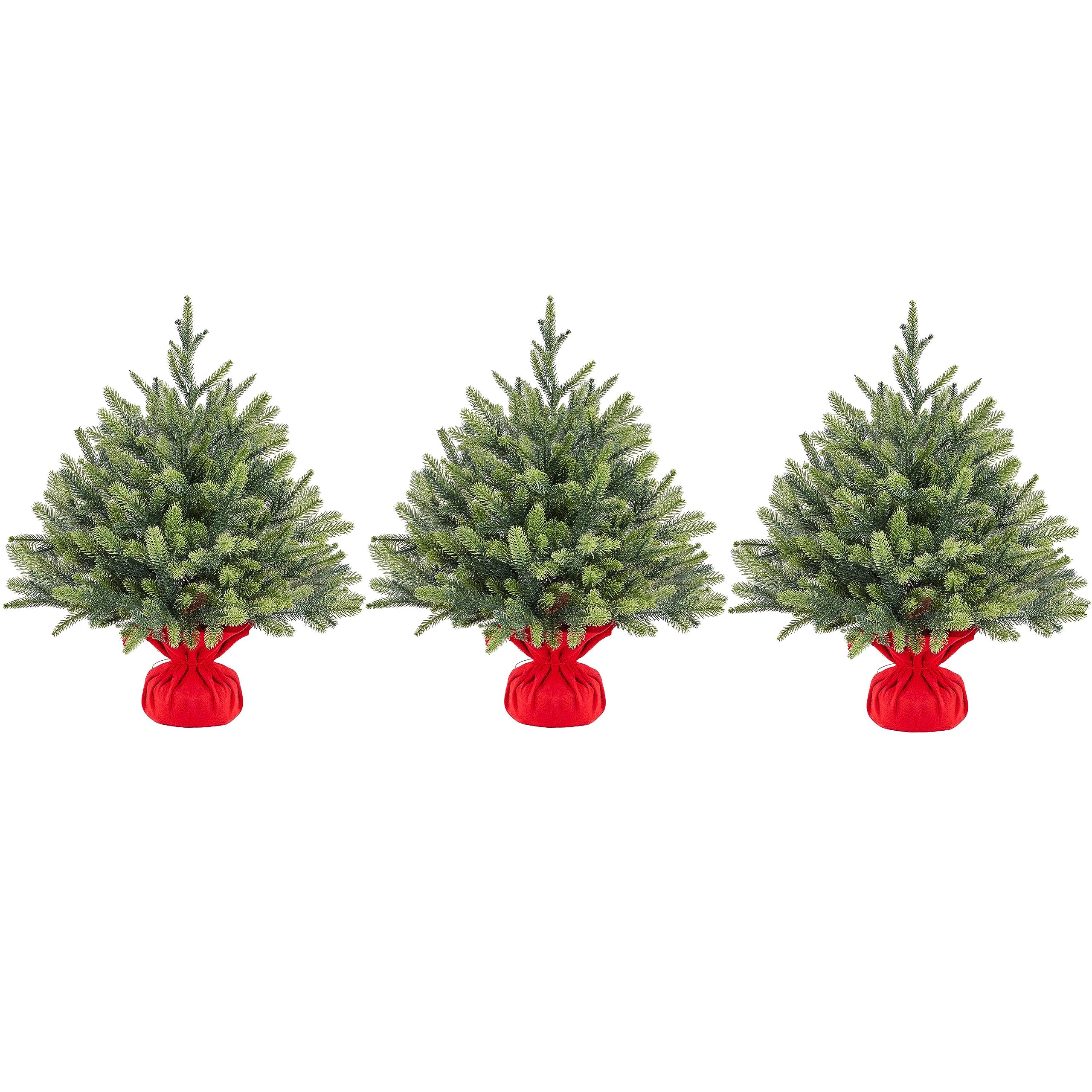 Yaheetech 2ft Mini Artificial Christmas Tree, Cement Base, Green, 3 Pack — image 1