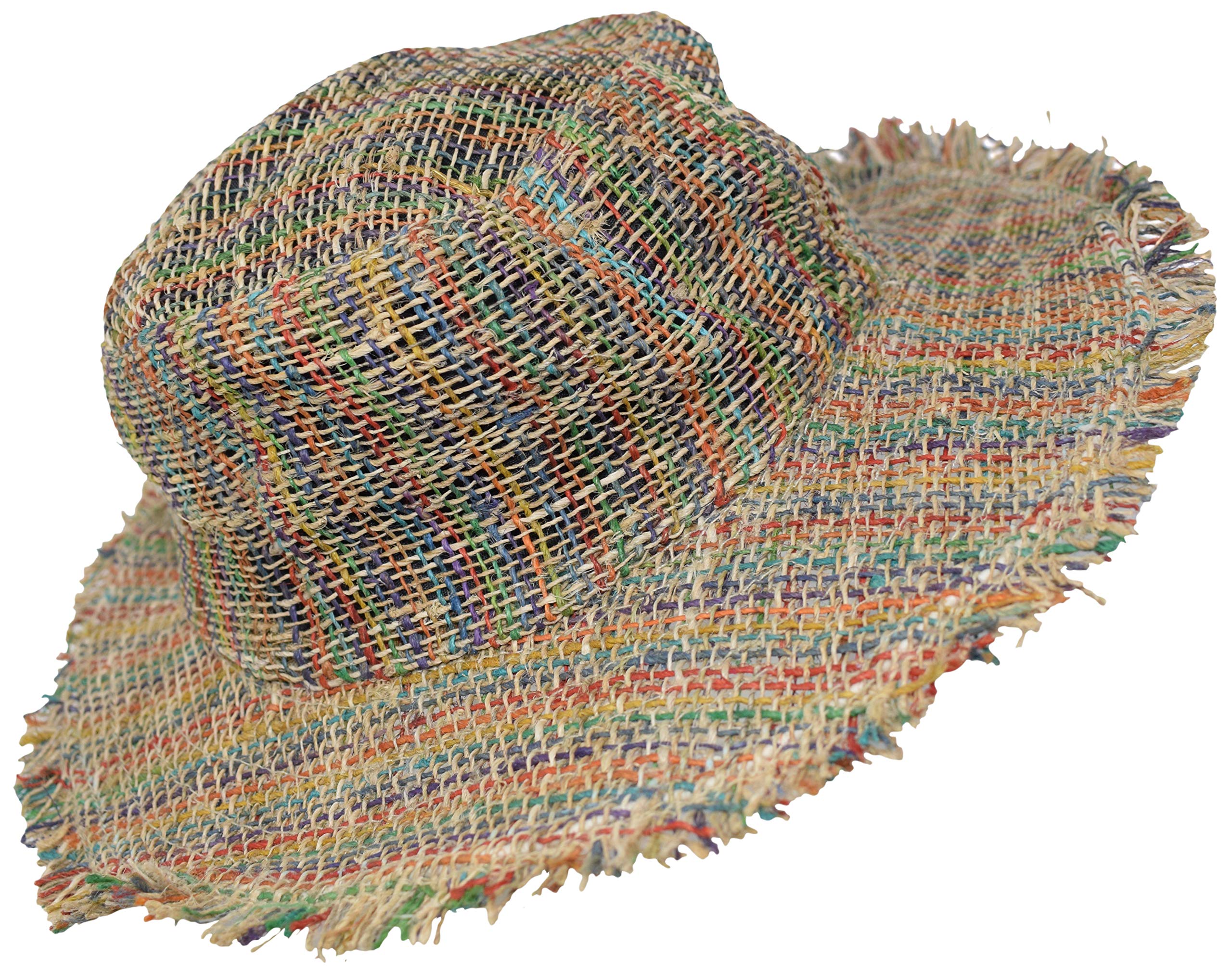 Gheri Mens 100% Hemp Natural Straw Summer Hat Beach Boater Panama Wide Brim Summer Holiday H