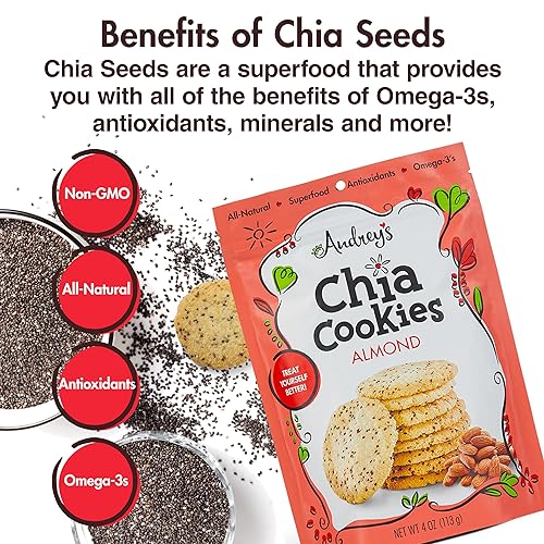 Miniatura 3 de Audrey's Galletas de chía (almendra, paquete de 2) - Natural, antioxidantes, omega-3, sin OMG