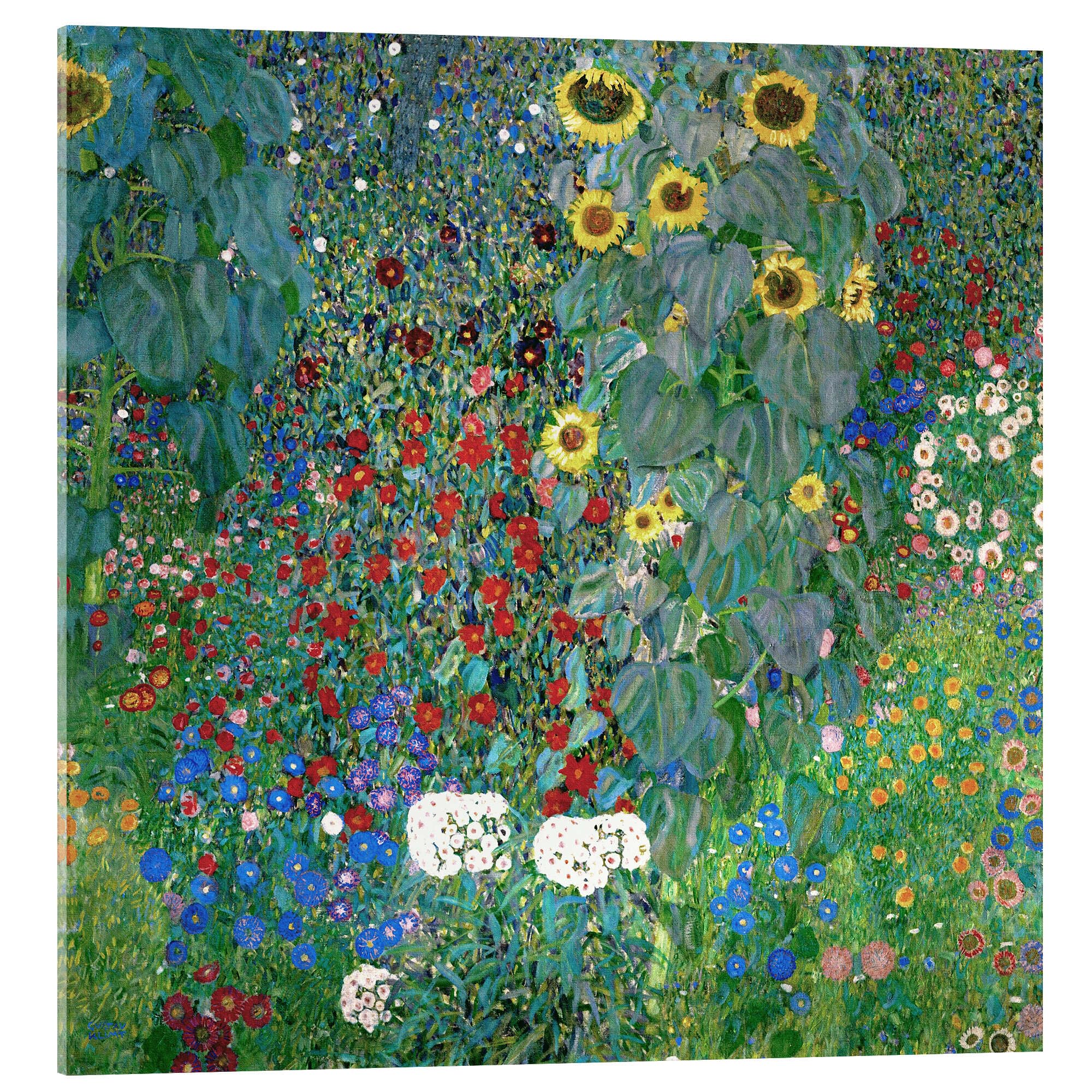 Posterlounge Bauerngarten mit Sonnenblumen Acrylglasbild | 40 x 40 cm von Gustav Klimt Grün Wandbilder Wanddeko