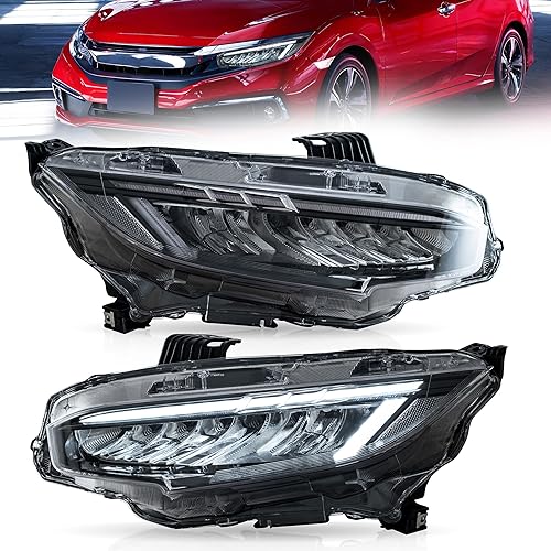 Miniatura 10 de VLAND Conjunto de faros delanteros para Honda Civic DRL 2016-2021 de 10 generación con animación de inicio