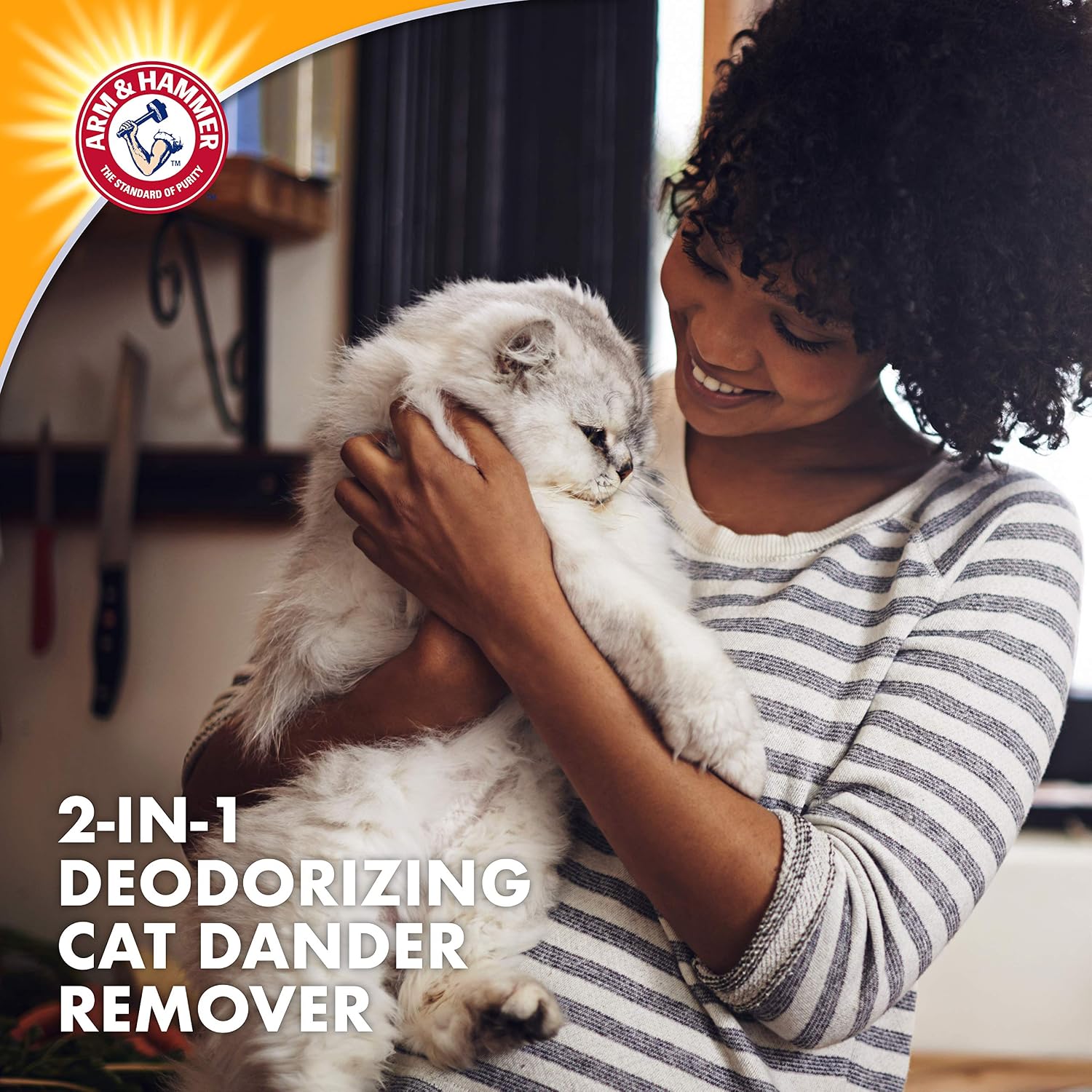 Arm & Hammer For Pets 2-in-1 Deodorizing & Dander Reducing Foam for Cats - Cat Dander Remover for Cat Dander and Cat Odors with Natural Ingredients and Baking Soda - Moisturize and Deodorize Cat Fur
