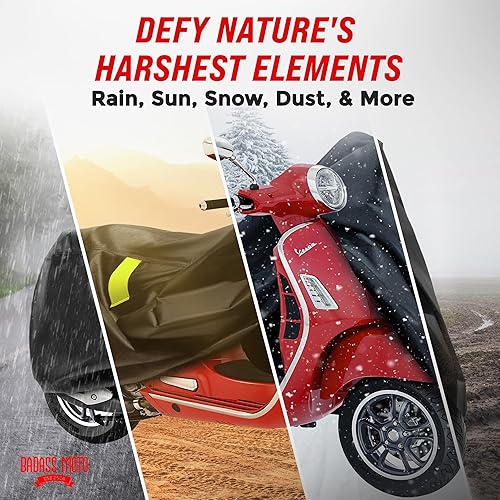Vista 2 de Badass Moto Funda de scooter para Vespa, cubierta impermeable para ciclomotor, para exteriores, compatible con Honda Ruckus, cubierta para Honda
