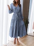 PRETTYGARDEN Womens Spring Long Sleeve Wrap V Neck Ruffle Floral Maxi Dress Casual Tie Waist Boho Chiffon Flowy Long Dresses